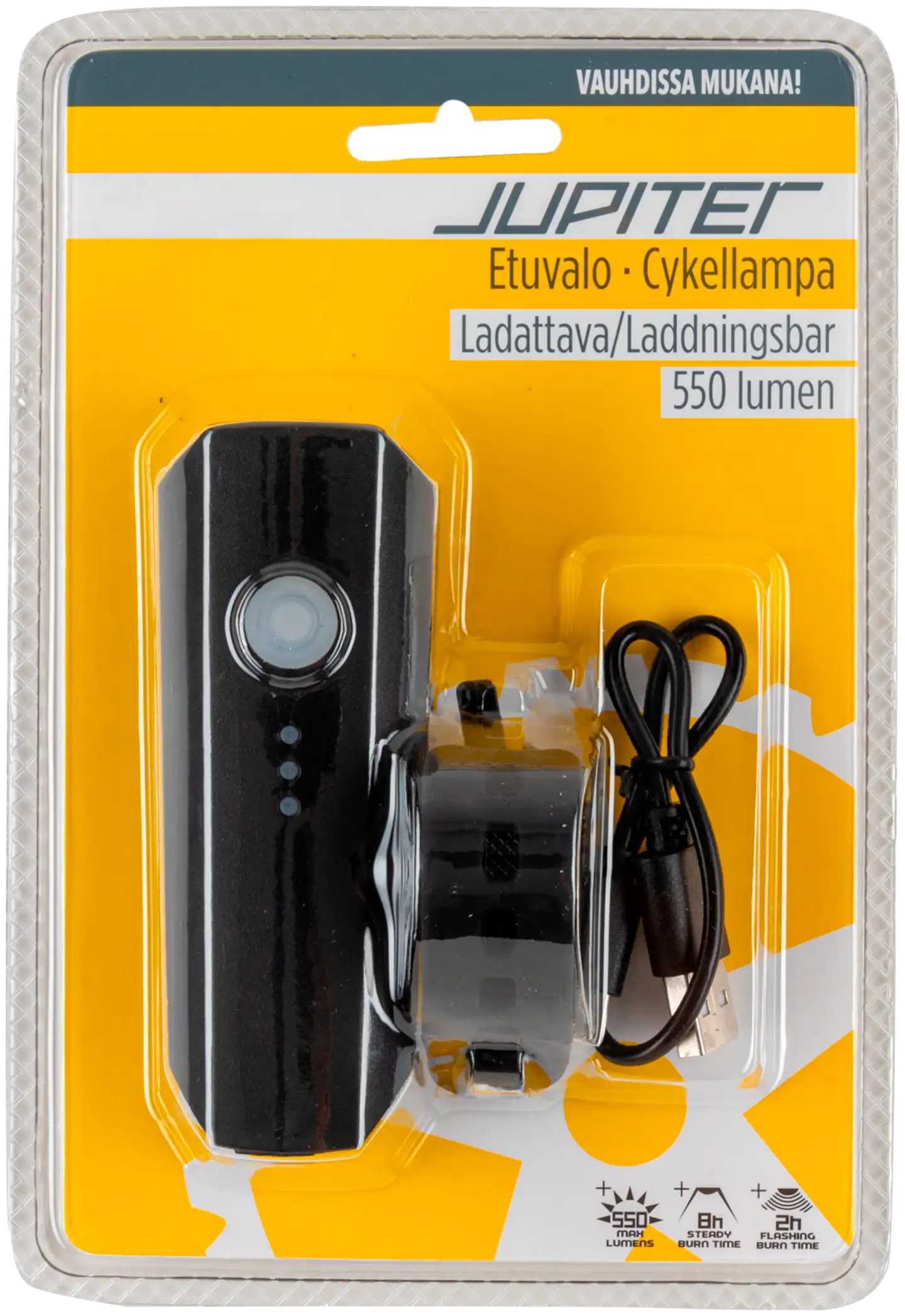 Jupiter polkupyörän etuvalo 550 lm 900 mAh, ladattava