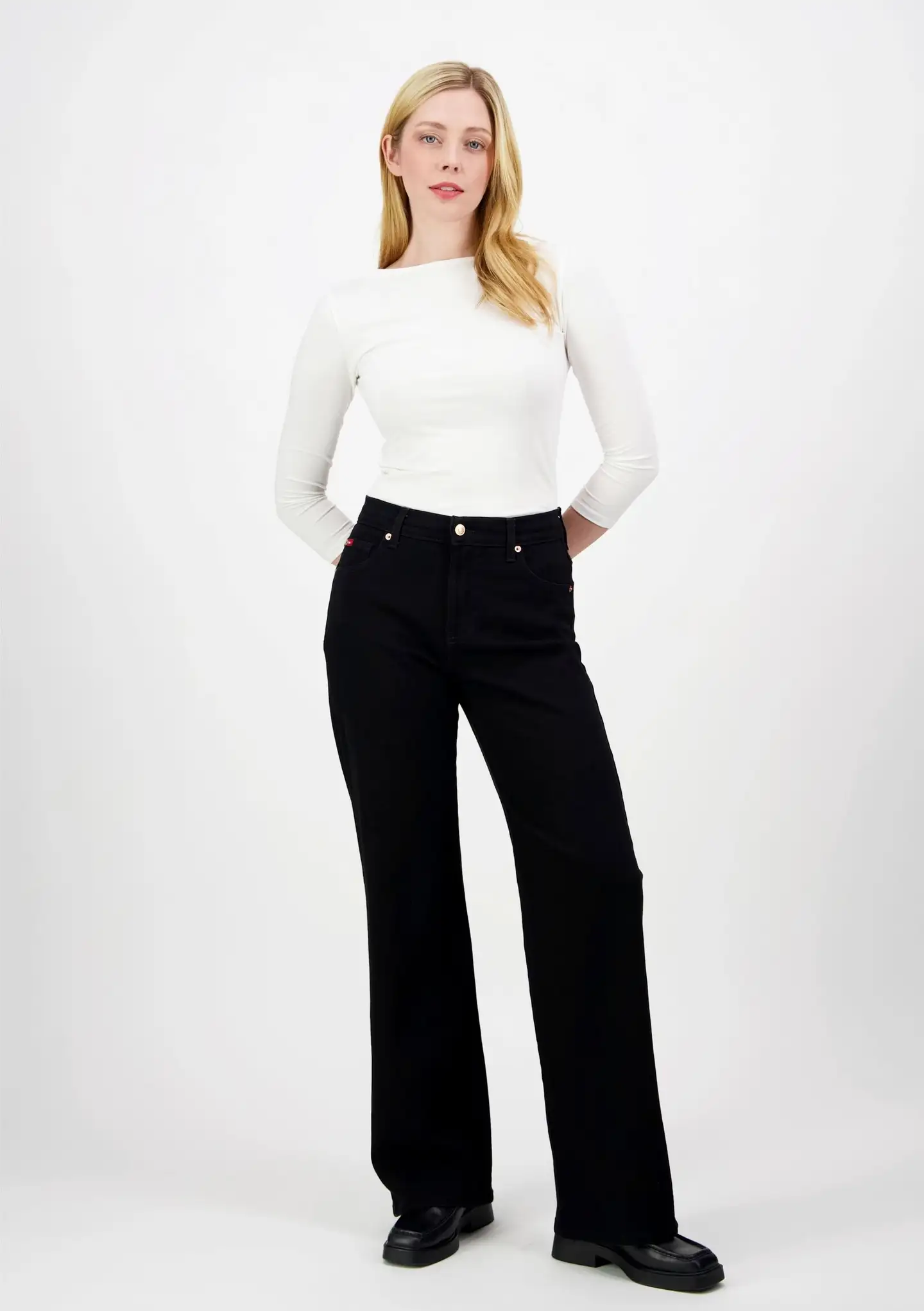 Lee Cooper LC ISA 2287 mustat Wide leg regular fit farkut - MUSTA - 3