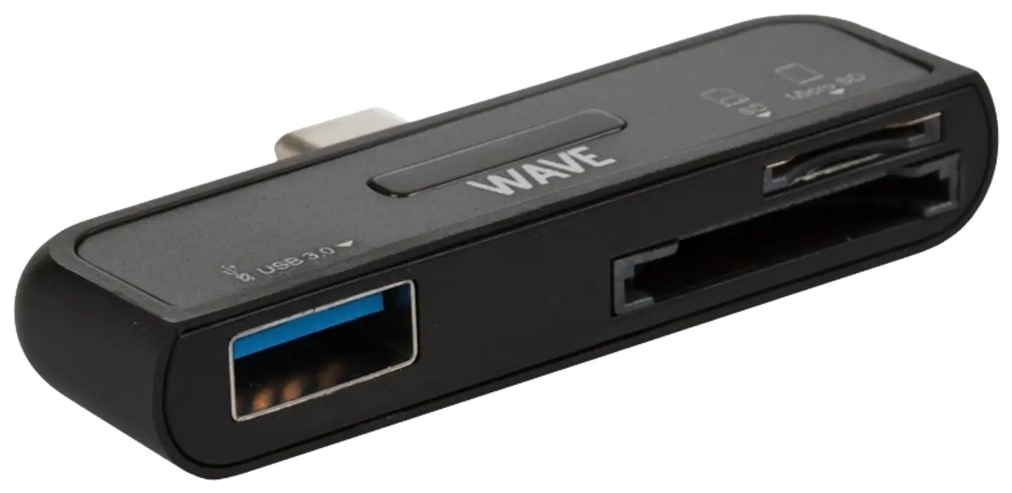 Wave 3in1 OTG Smart Reader, USB Type-C, Musta - 1