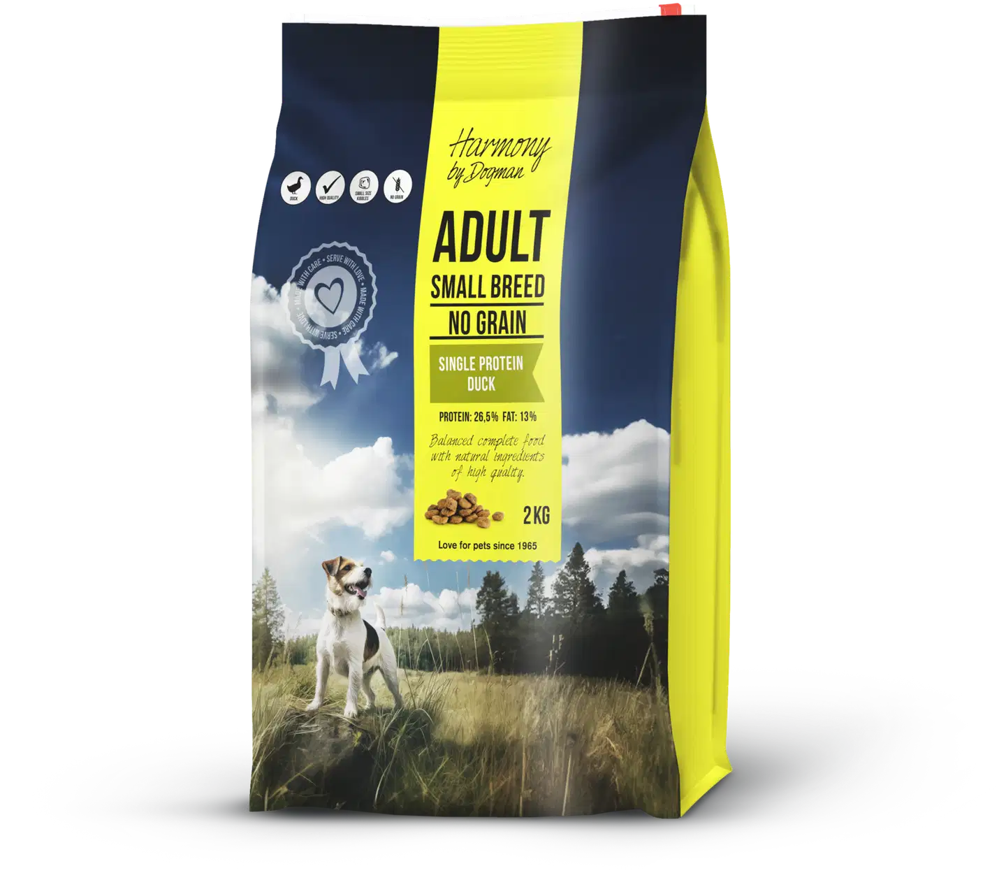 Dogman Harmony Adult Small Breed Single Protein ankka viljaton koiranruoka 2kg