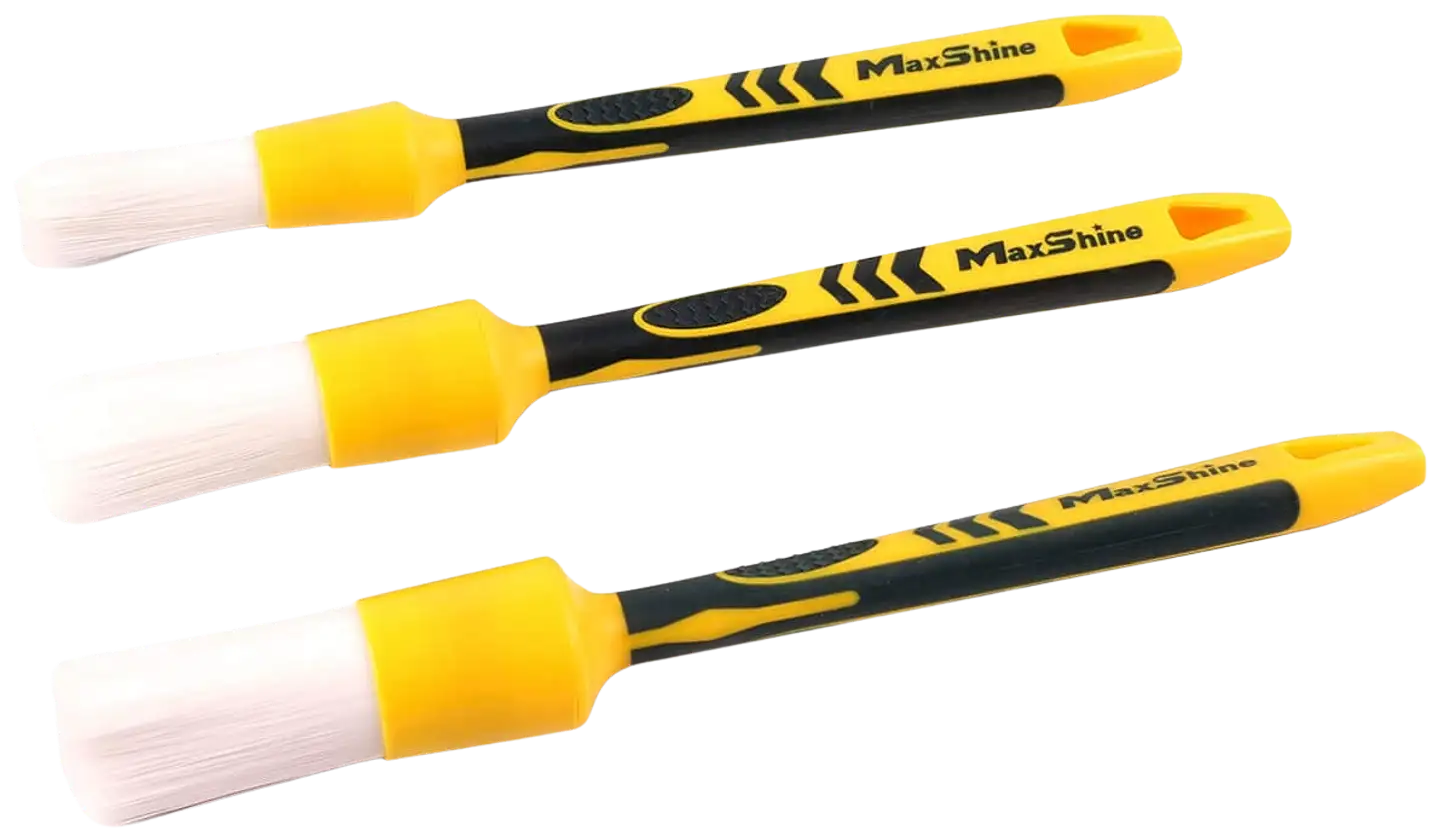 Maxshine 704617YM White Classic yksityiskohtaharja – koko #12, valkoiset PET-harjakset, ergonominen kumikahva, naarmuttamaton, tarkkaan puhdistukseen sisä- ja ulkopinnoilla - 1