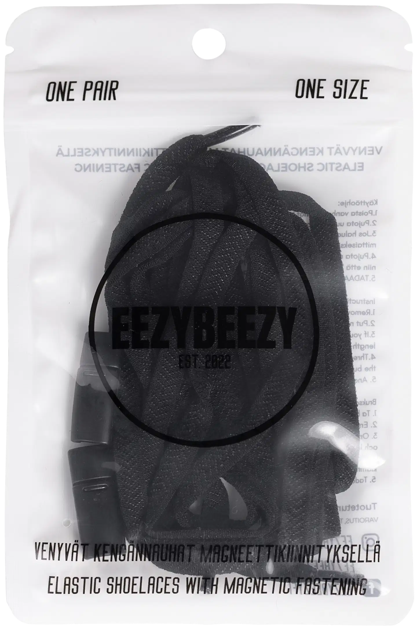 EEZYBEEZY Venyvät kengännauhat magneettikiinnikkeellä, sateenkaari - musta - 3