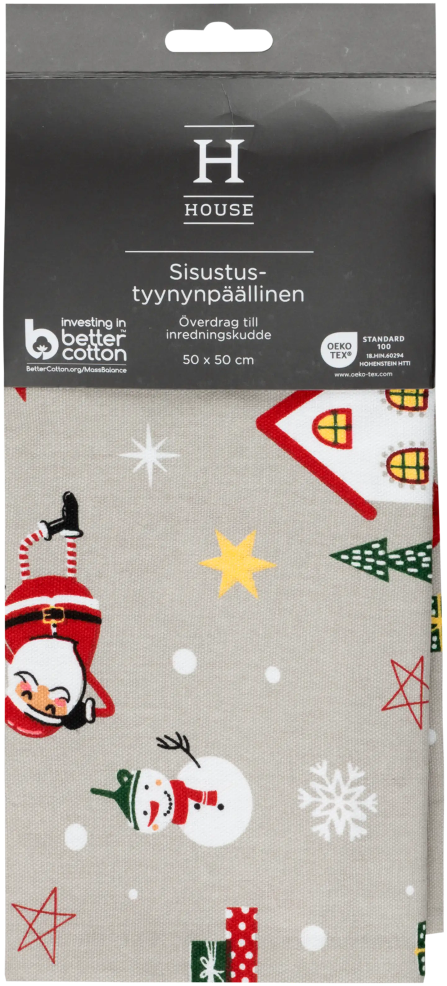 House sisustustyynynpäällinen Xmas story 50x50 cm harmaa/punainen/valkoinen/vihreä - 2