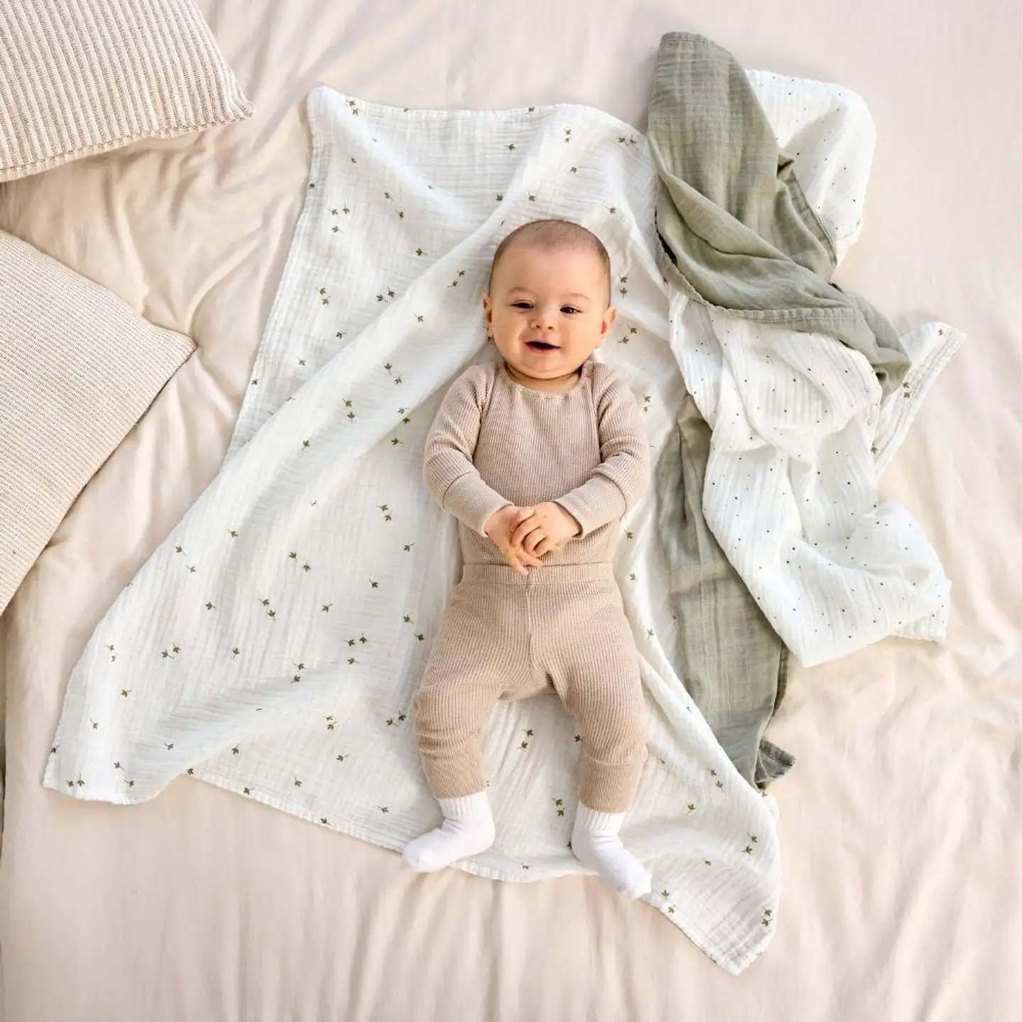 Lässig puuvillaharso 85cm Leave Olive 3 kpl - 6