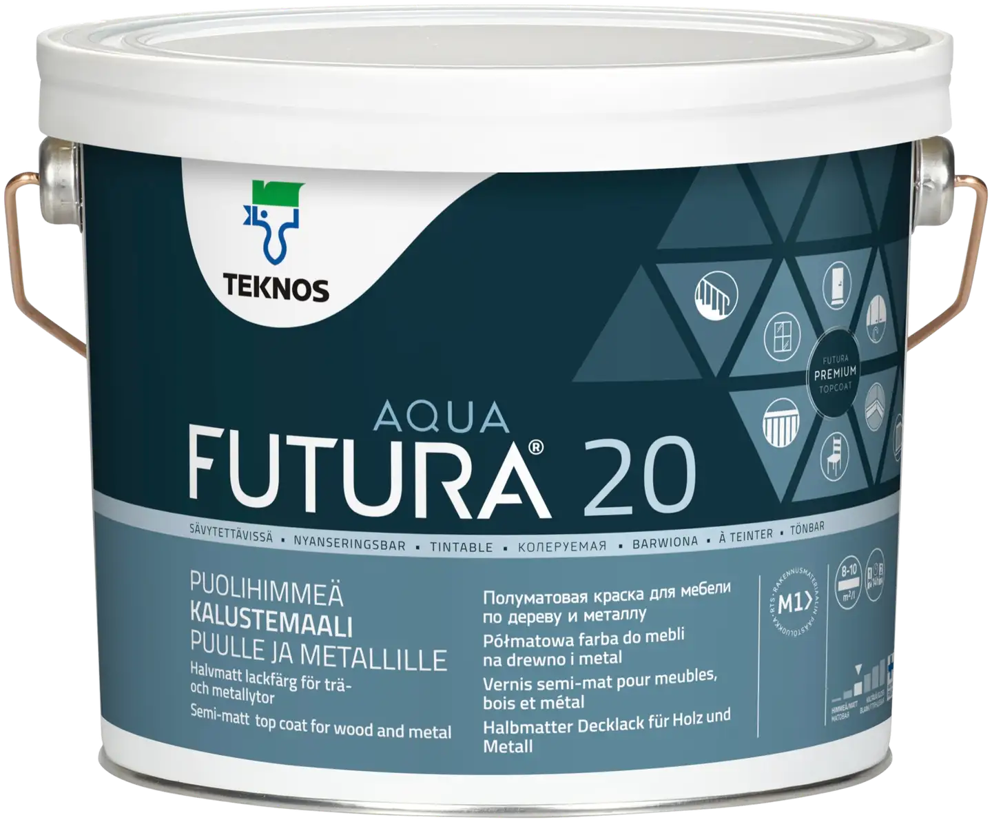 Teknos kalustemaali Futura Aqua 20 2,7 l PM1 valkoinen sävytettävissä puolihimmeä