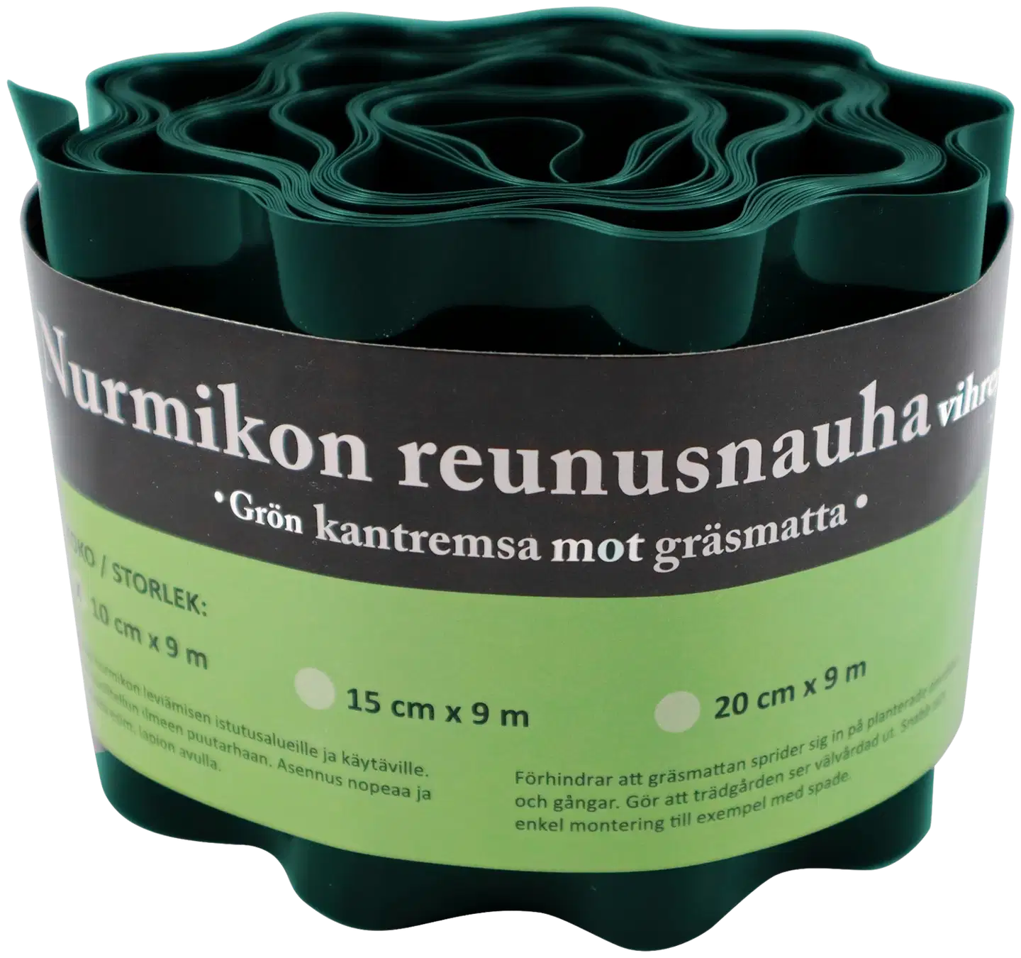 Nurmikon reunusnauha 10 cm x 9 m vihreä - 1