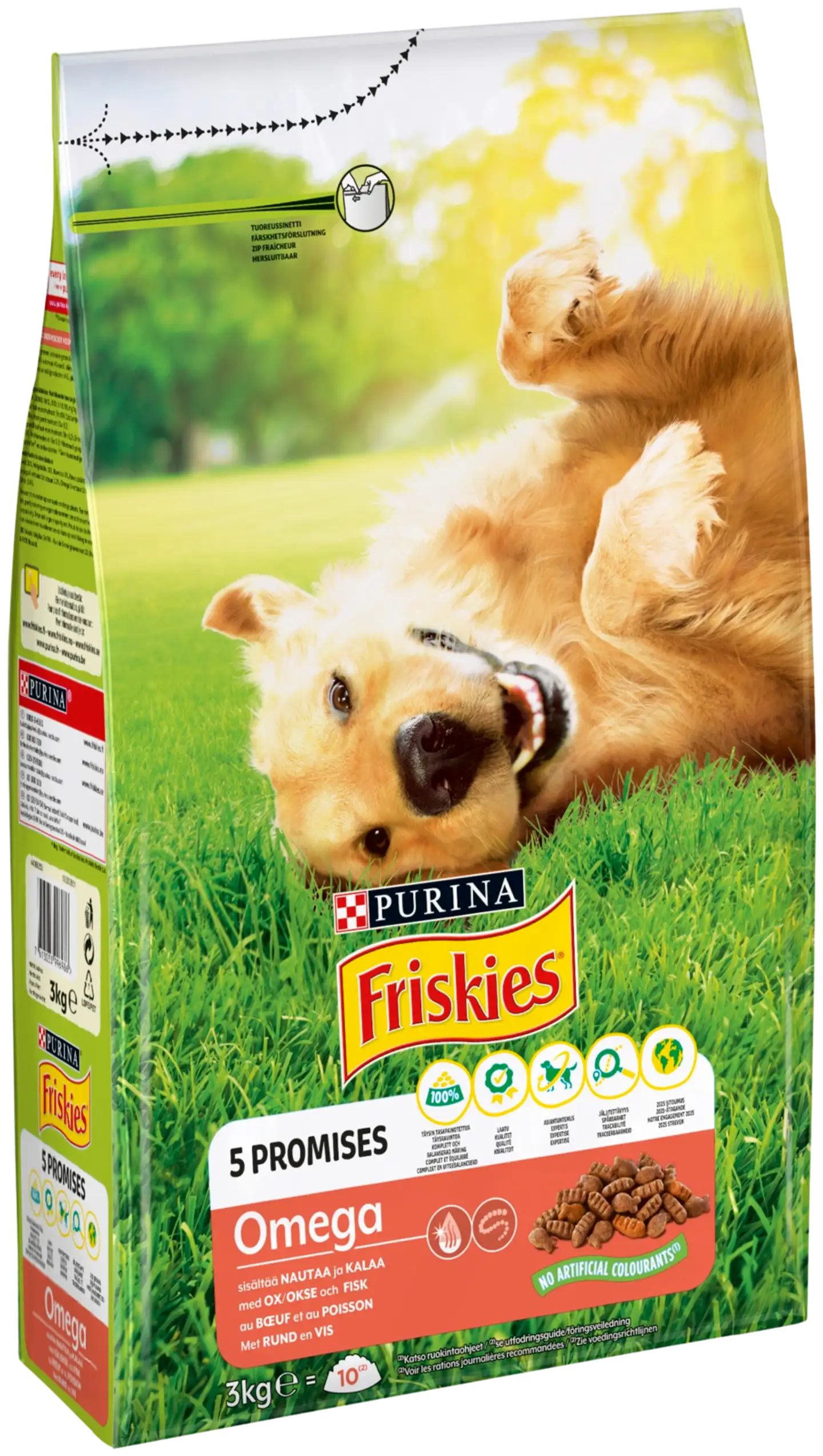 Friskies 3kg Omega Nautaa & Kalaa koiranruoka