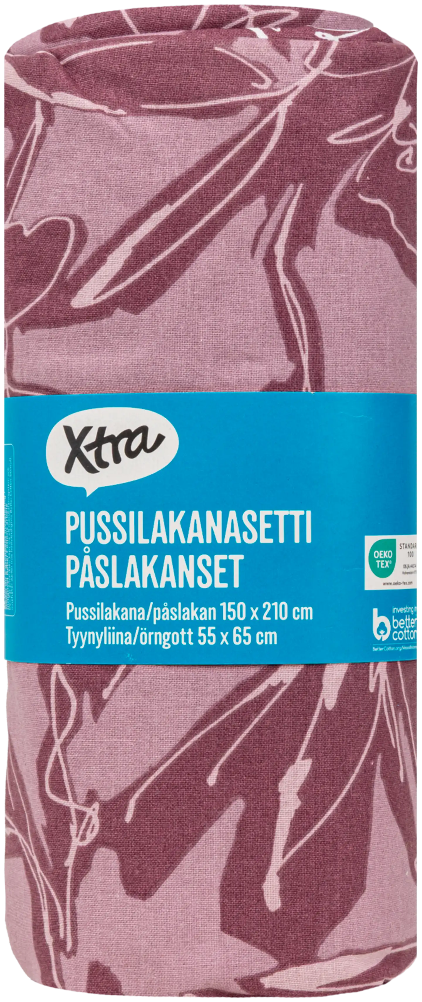 Xtra pussilakanasetti Vine 8964 150 x 210 + 55 x 65 cm burgundy - 3