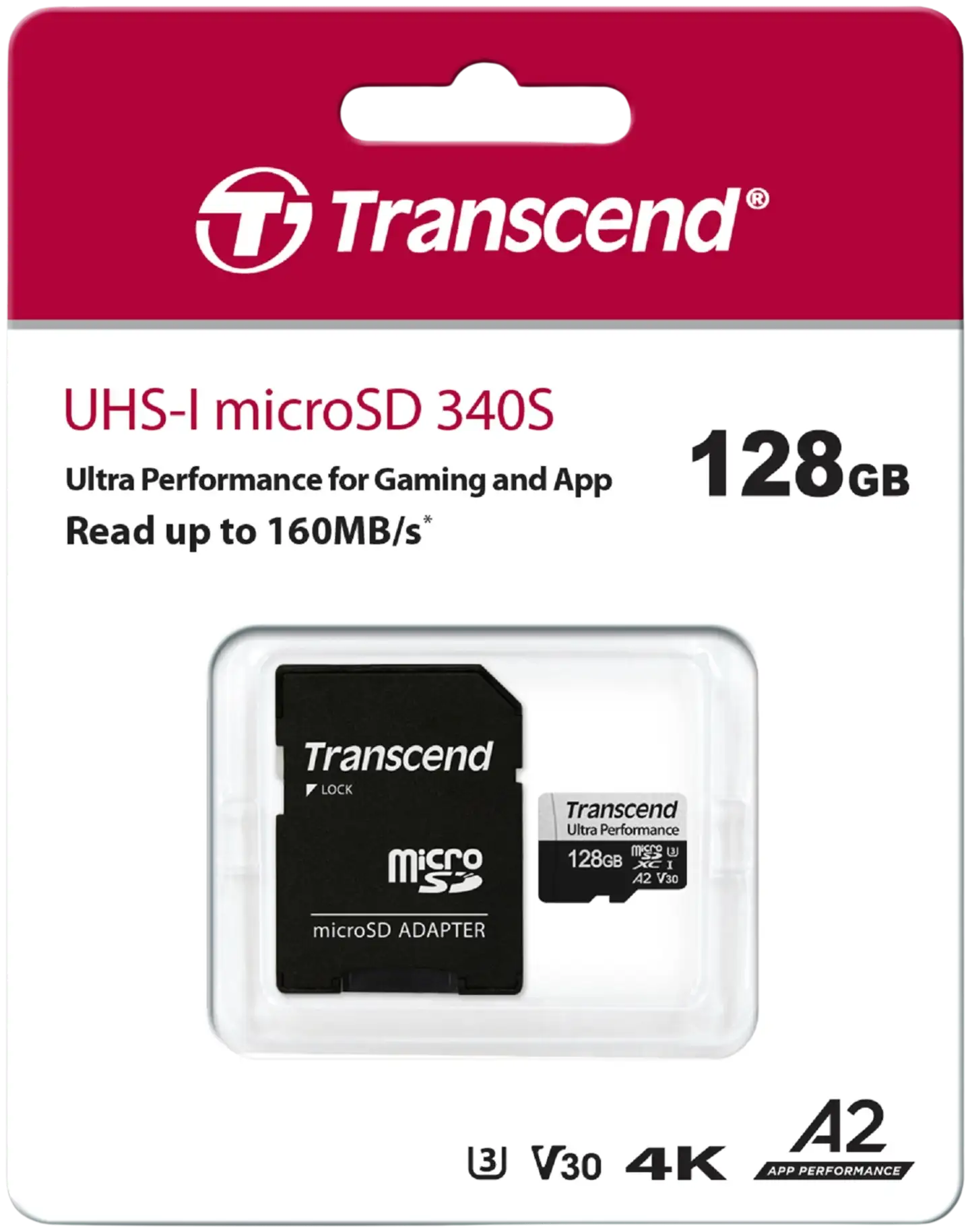 Transcend muistikortti 340S 128GB U3 microSDXC R160 W90 MB/s - 2