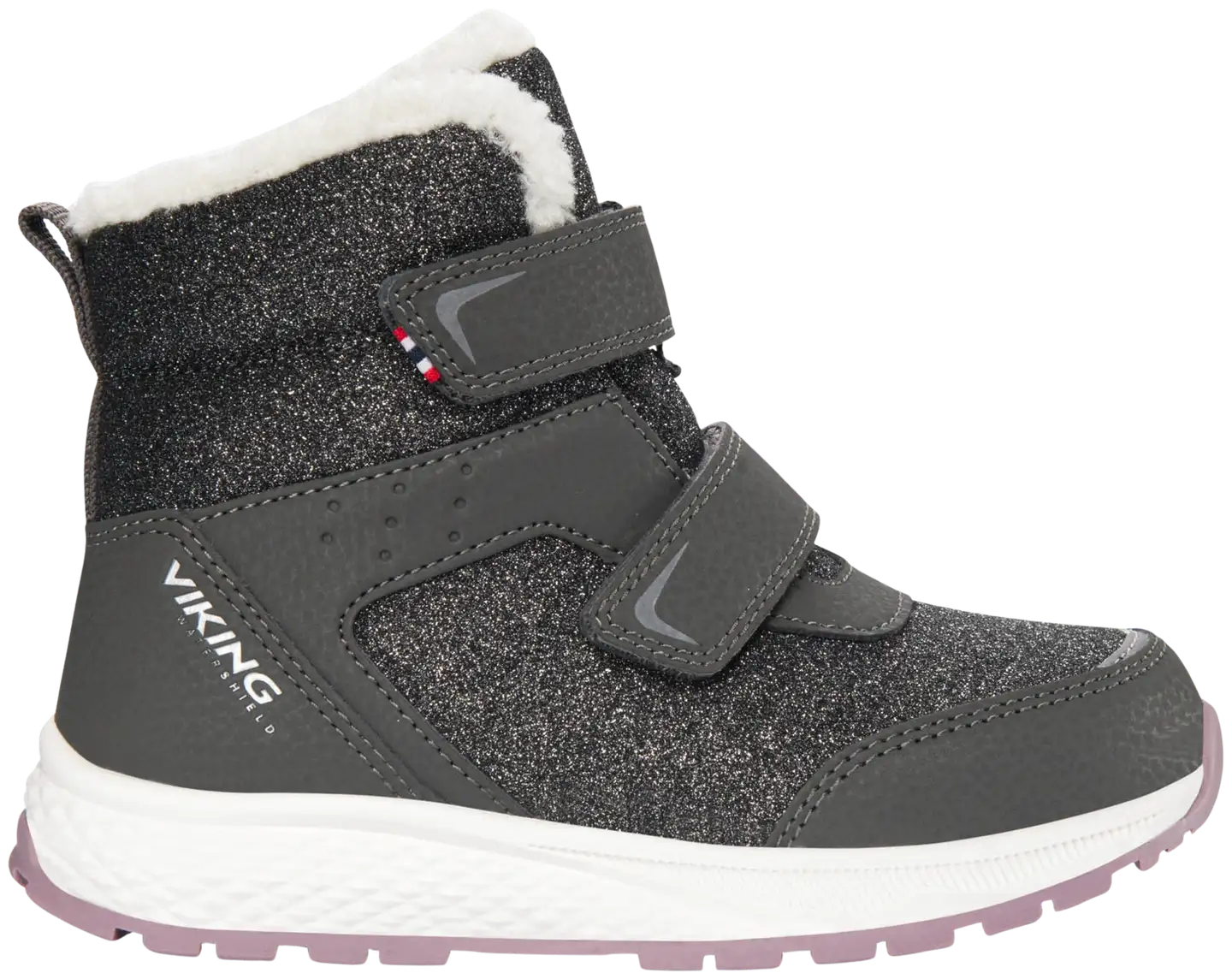Viking lasten vedenpitävä talvikenkä Equip Glitter WP - Charcoal/ Dusty pink - 1