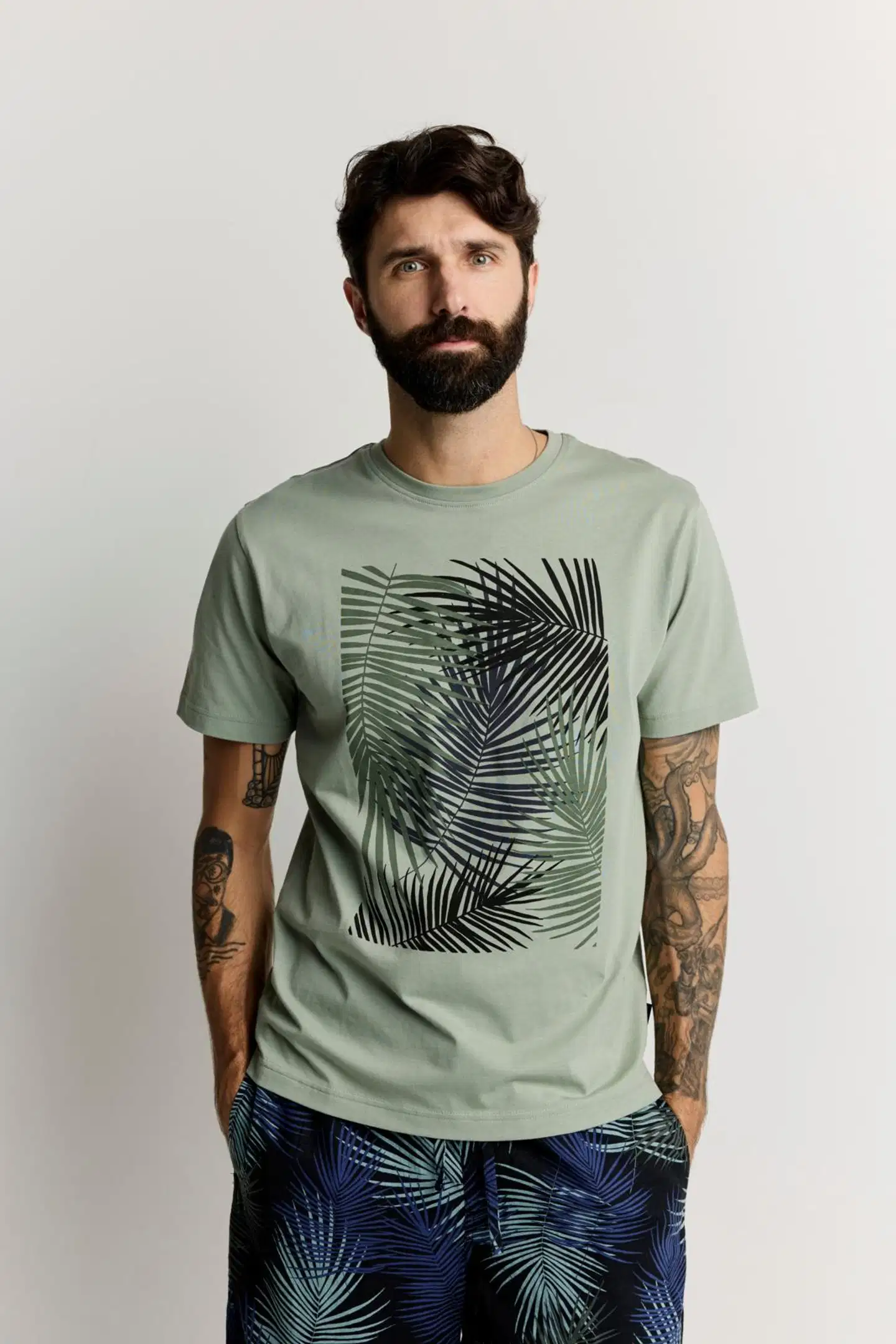 Finlayson miesten T-paita Palma - Sage Green - 4