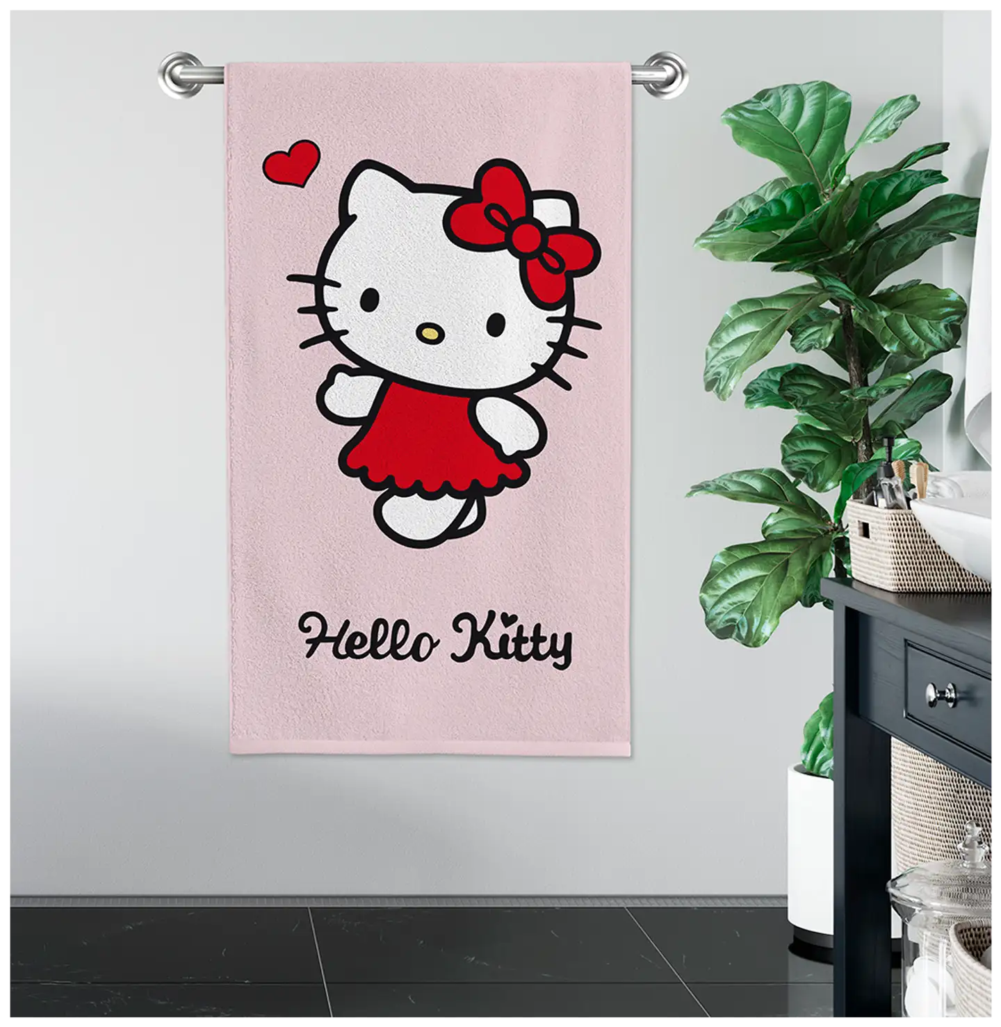 Hello Kitty lasten kylpypyyhe 70x140 cm pinkki - 4
