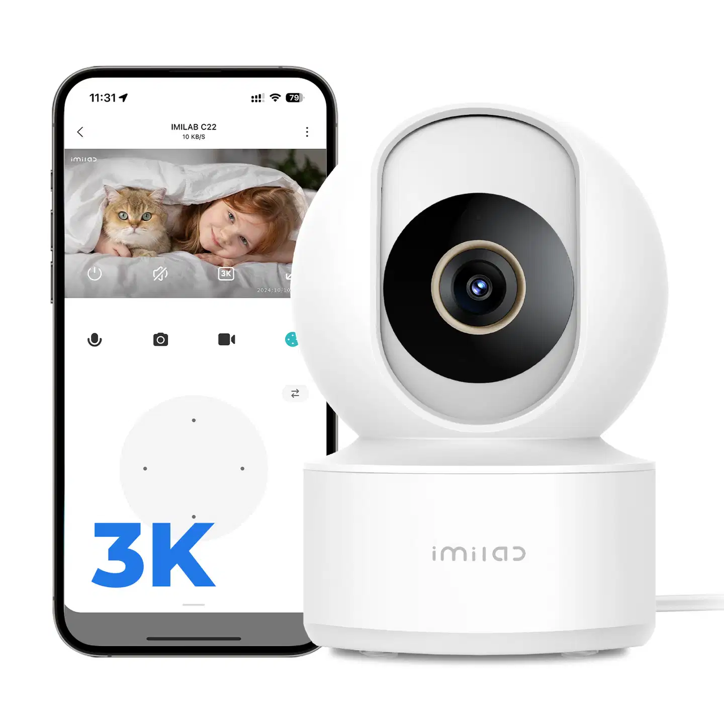 Imilab C22 3K WiFi -valvontakamera sisäkäyttöön CMSXJ60A - 11