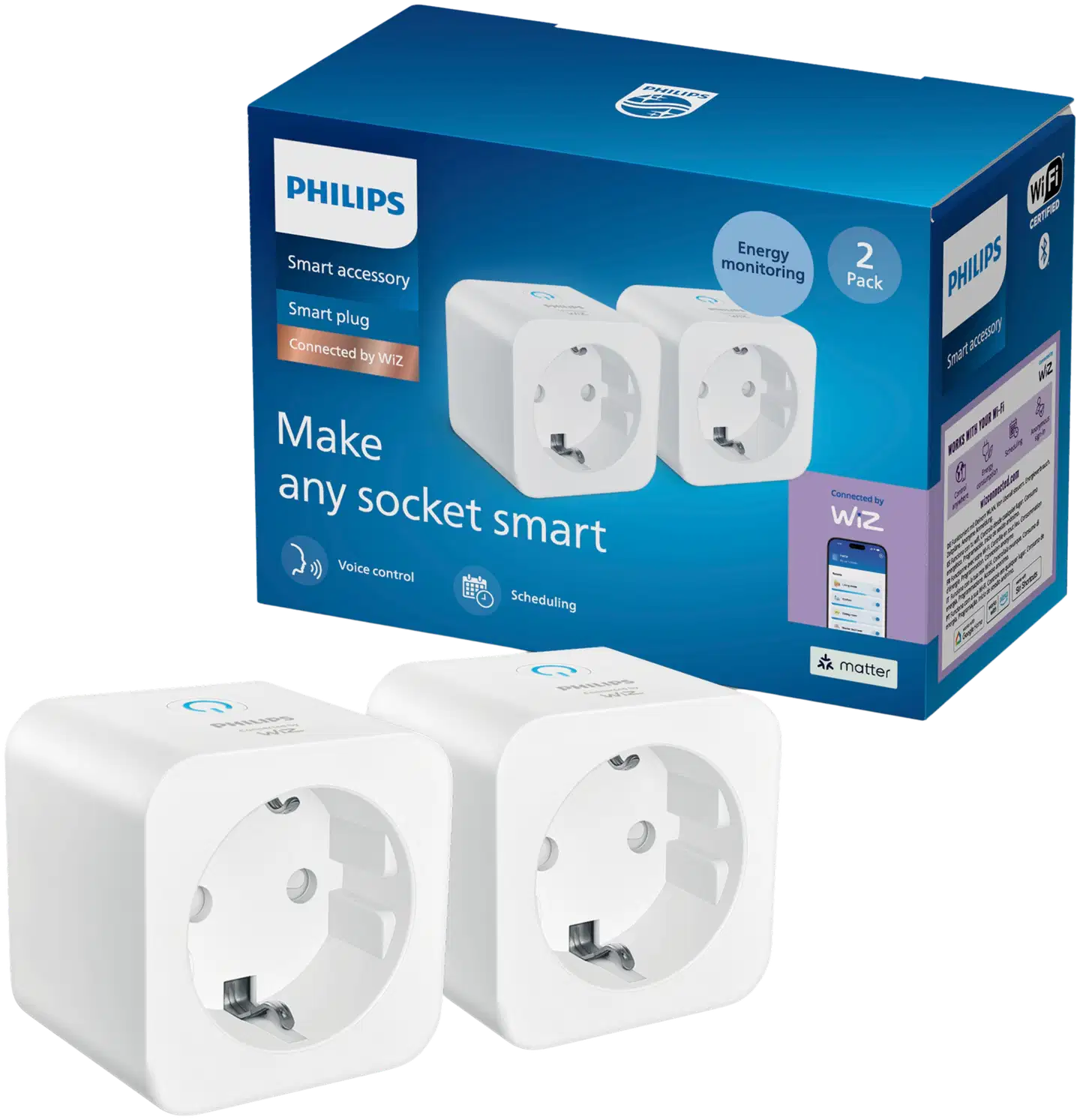 Philips Smart Lighting älypistorasia energiamittarilla Type-F 2 kpl valkoinen - 1