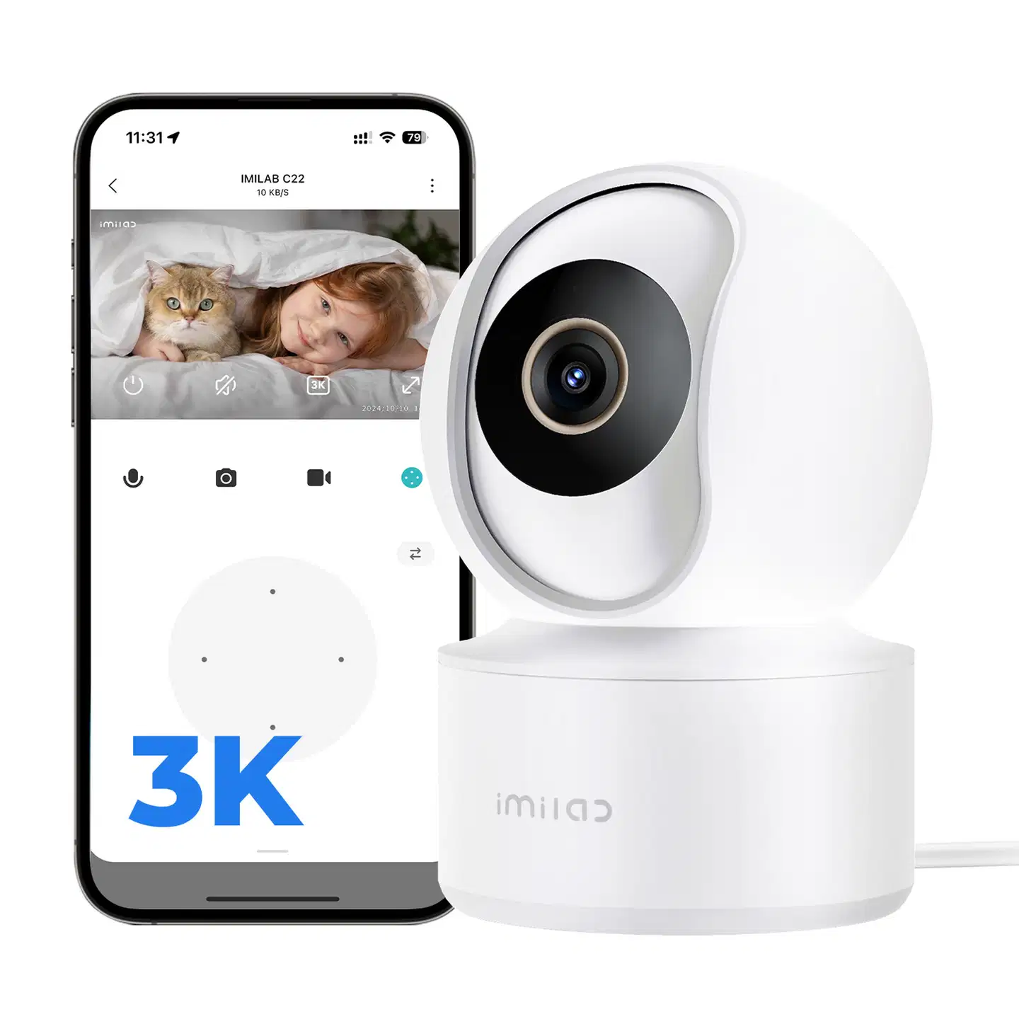 Imilab C22 3K WiFi -valvontakamera sisäkäyttöön CMSXJ60A - 16