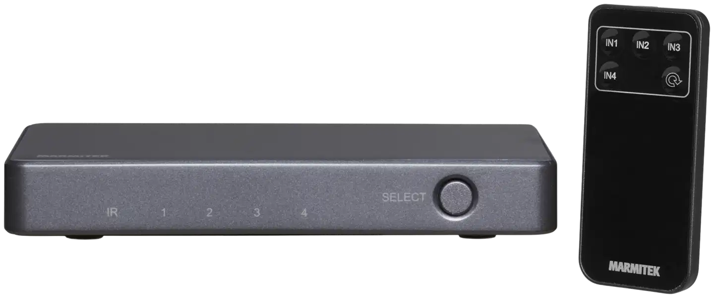Marmitek HDMI-kytkin Connect 620 UHD 2.0 HDMI-kytkimellä voit liittää 4 laitetta television tai projektorin yhteen HDMI-tuloon. - 1