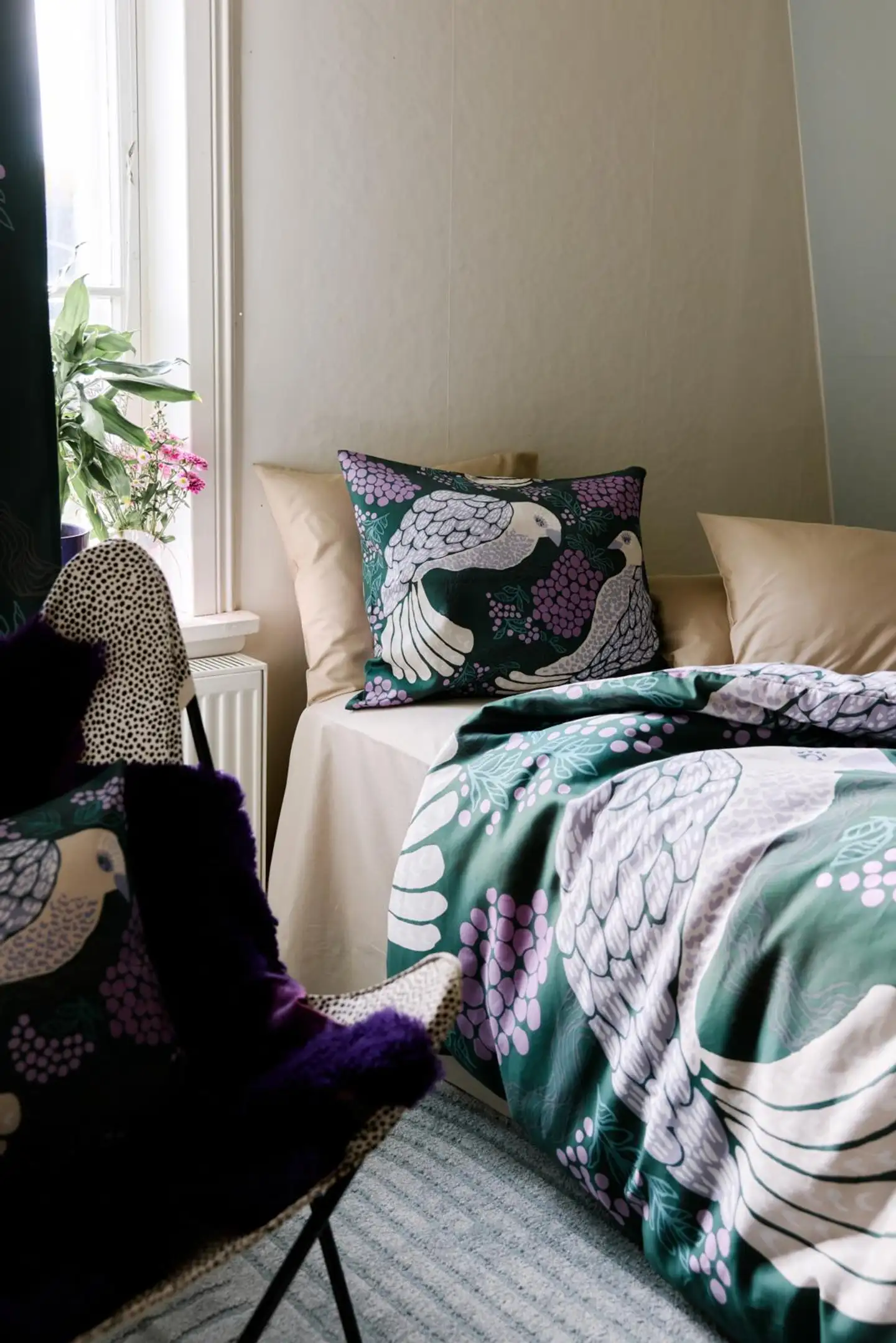 Vallila viserrys satiini pussilakanasetti 150x210 cm vihreälila - 4