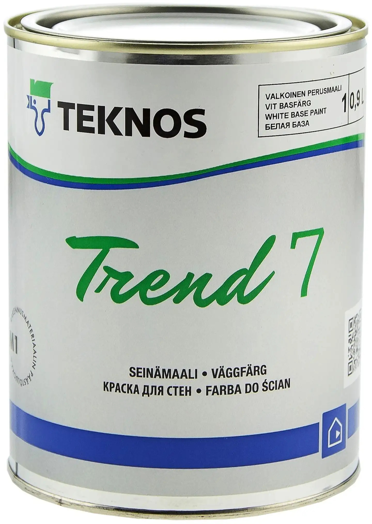 Teknos seinämaali Trend 7 0,9 l PM1 valkoinen sävytettävissä himmeä