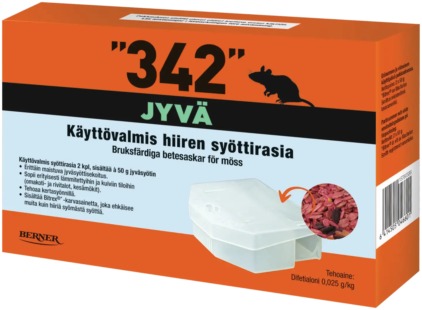 342 Syöttirasia 2kpl +á 50g jyväsyötti