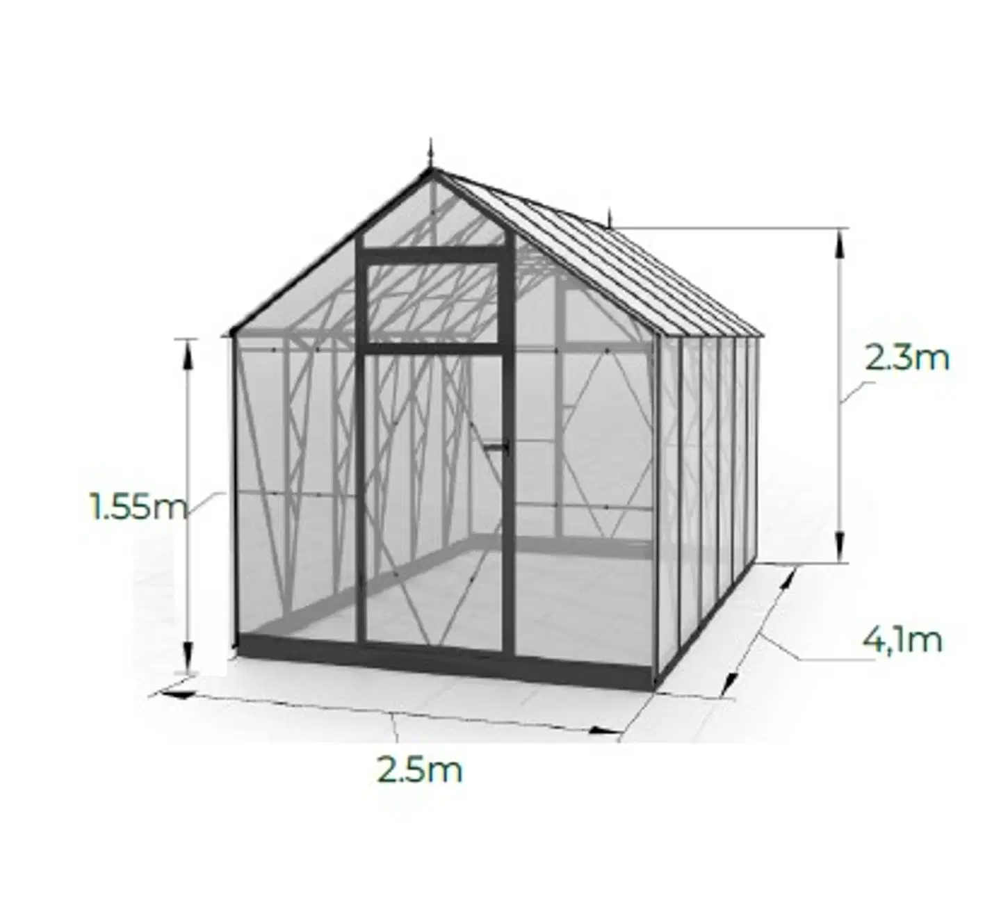 Ecoslider kasvihuone Lux 2.5 X 4.1 - 4