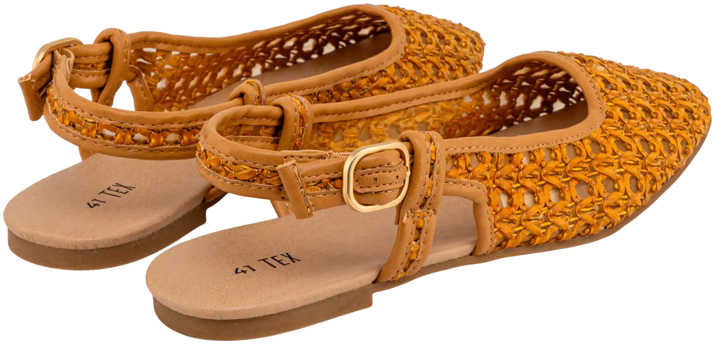 TEX naisten punotut sling back -ballerinat I981018 - Brown - 2