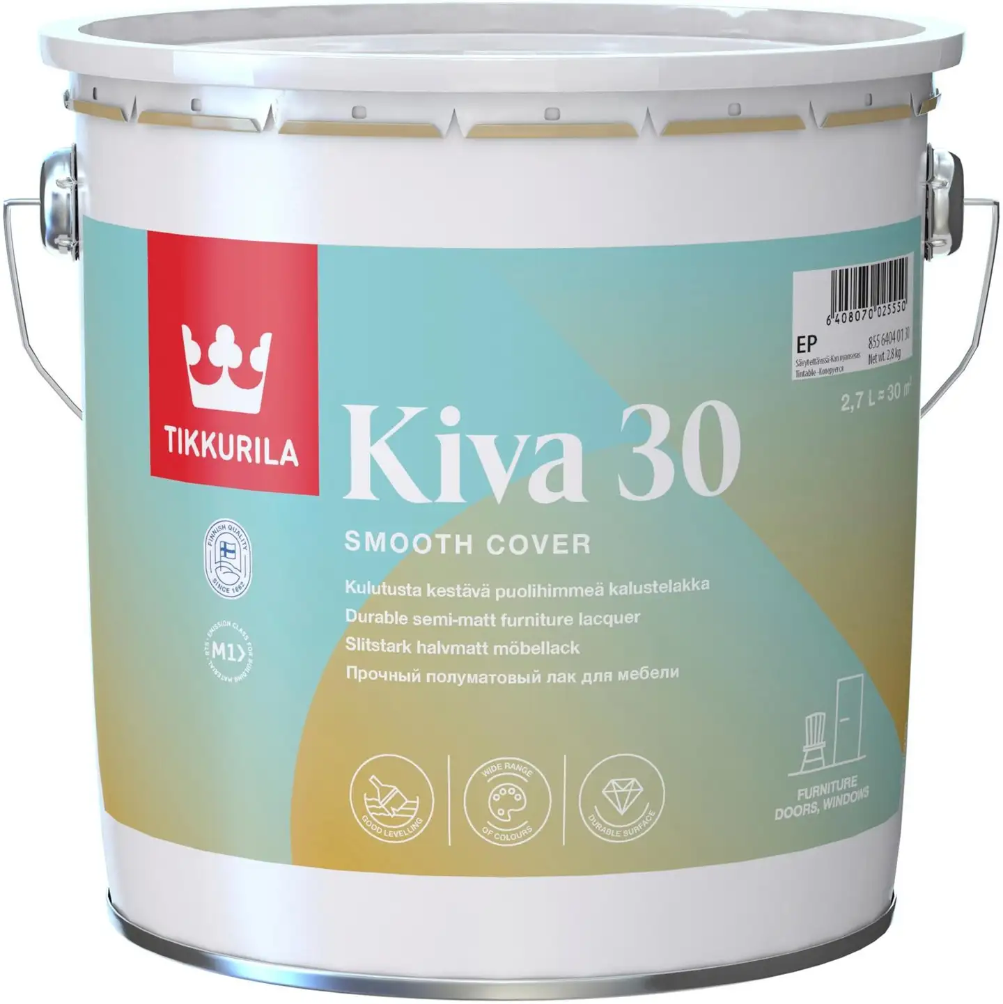 Tikkurila kalustelakka Kiva 30 2,7 l EP sävytettävissä puolihimmeä