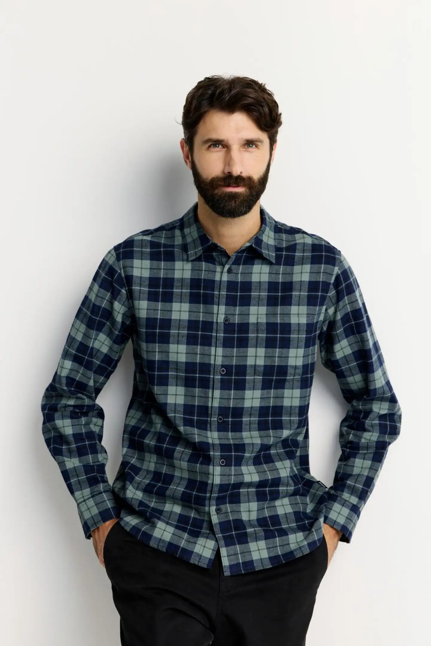 Finlayson miesten kauluspaita Tartaani - Green check - 3