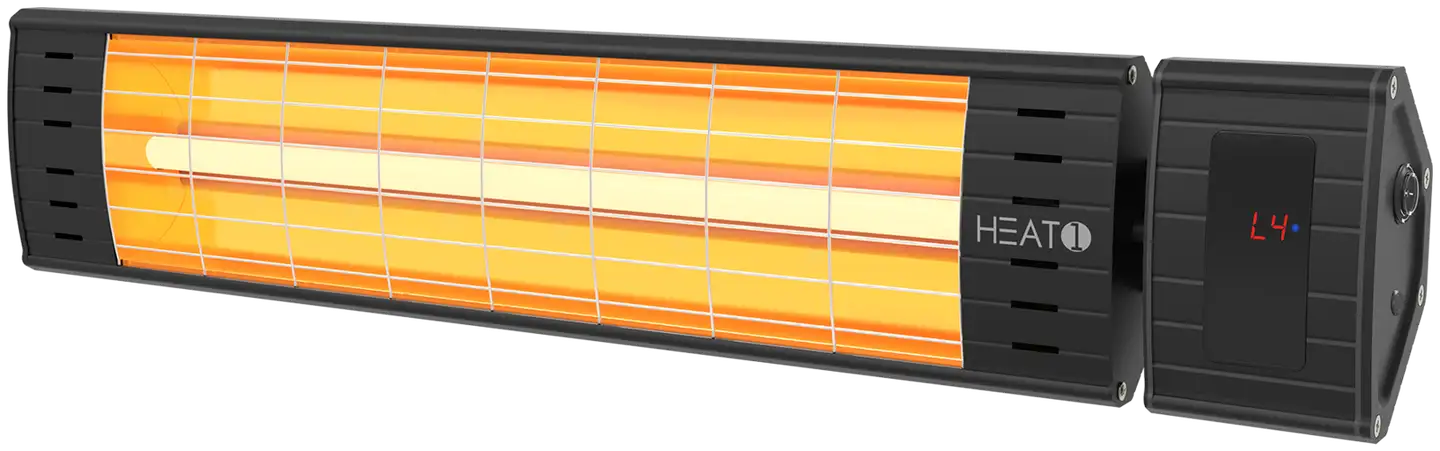 HEAT1 ECO Terassilämmitin Pro-line seinäasennus 2300W kaukosäätimellä, musta - 1