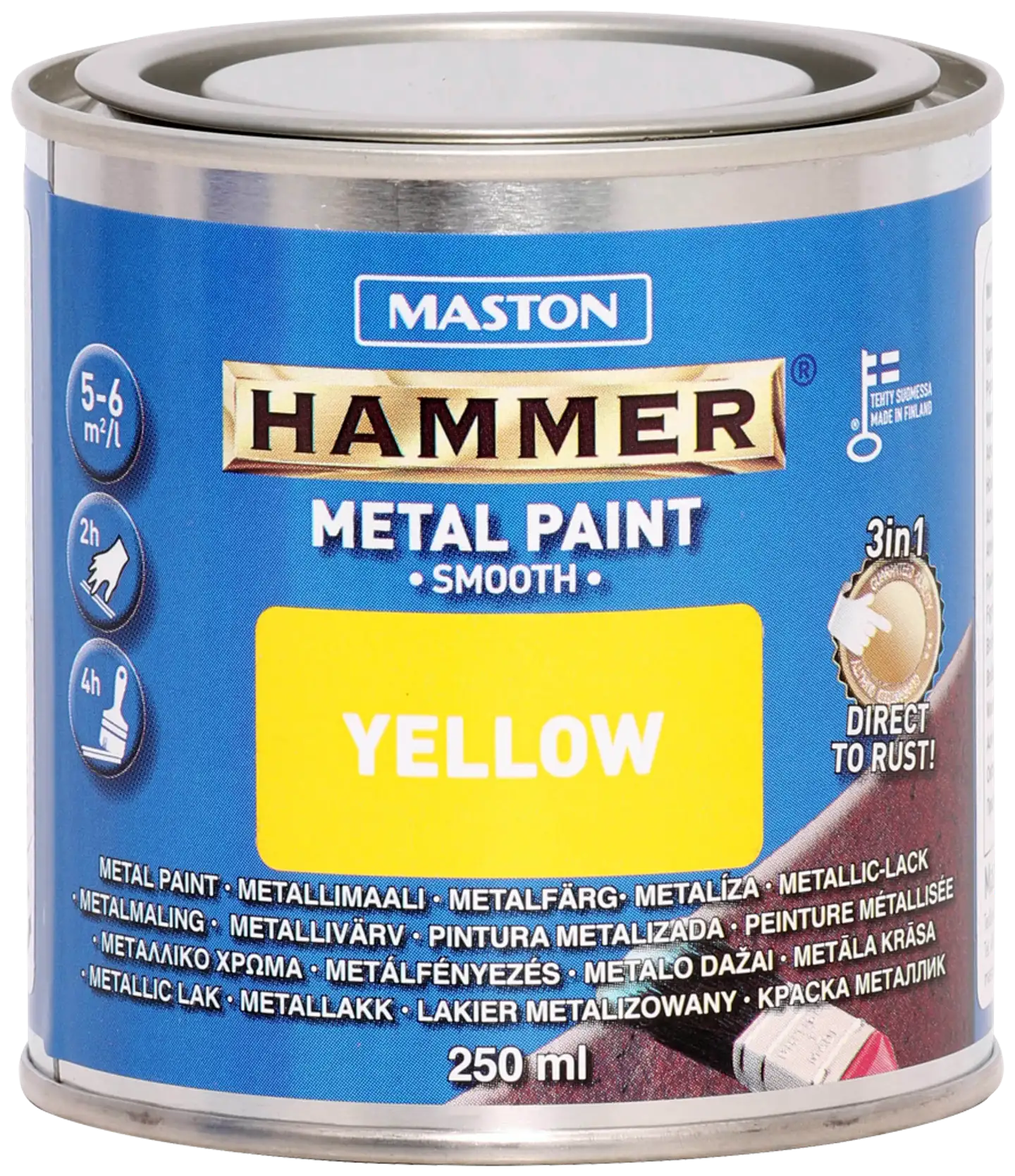 Maston metallimaali Hammer Sileä keltainen 250 ml - 1