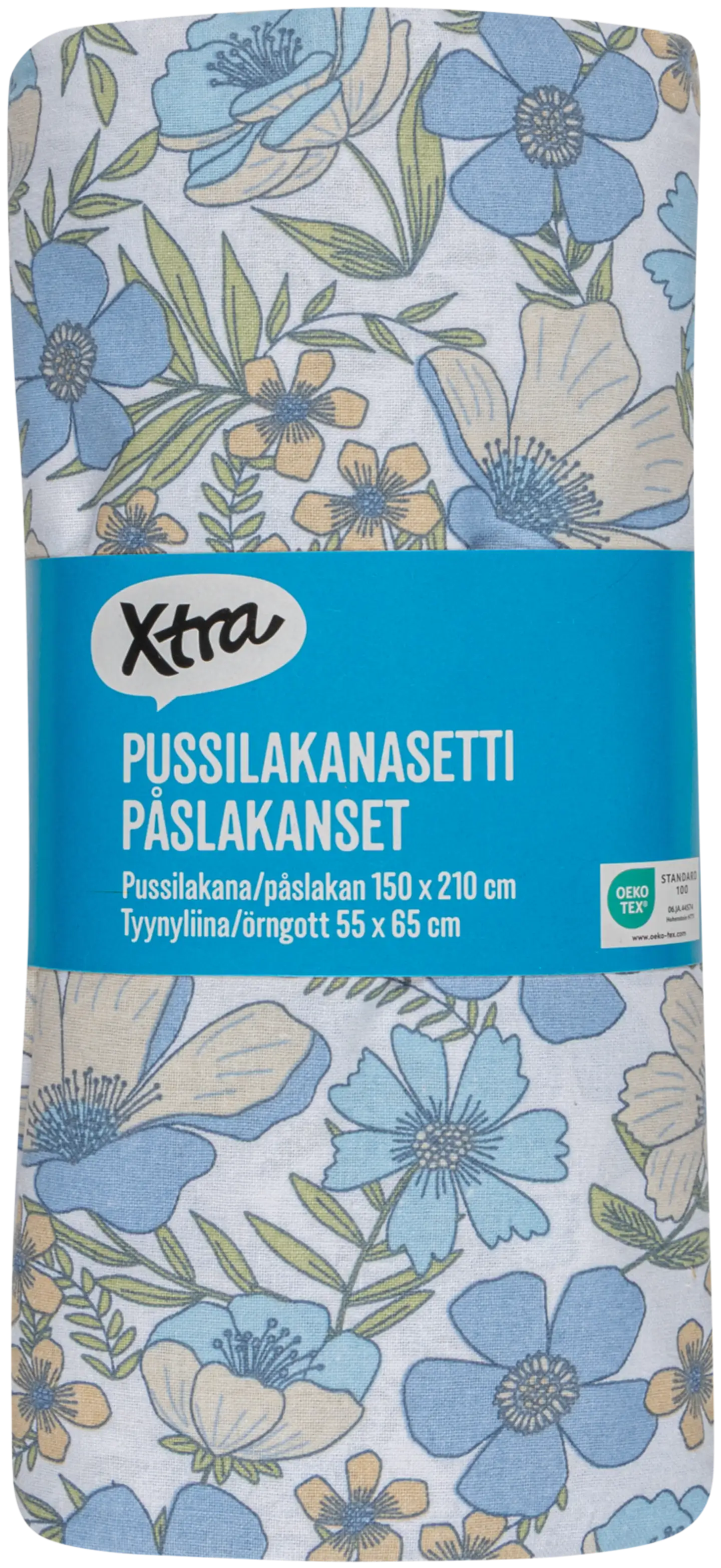 Xtra pussilakanasetti Amalfi 150x210 cm vaaleansininen-beige - 2