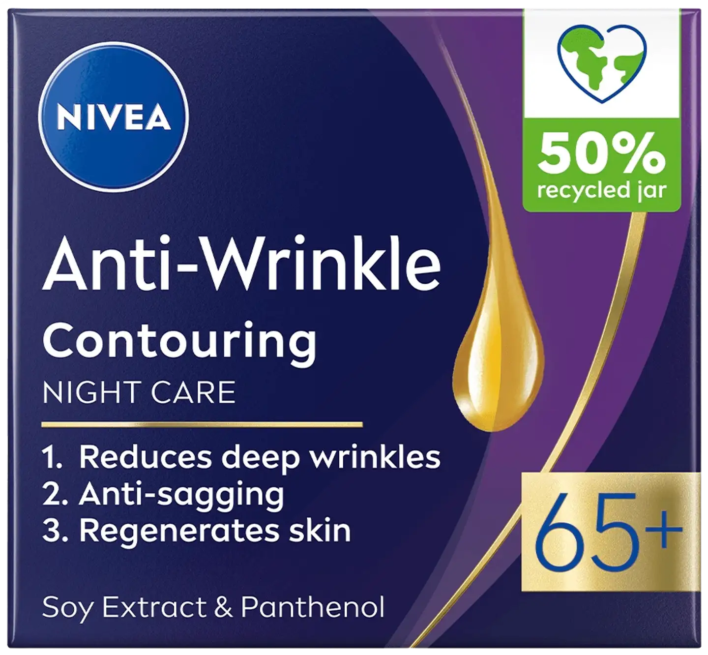 NIVEA 50ml Anti-Wrinkle Contouring Night Cream 65+ -yövoide - 1