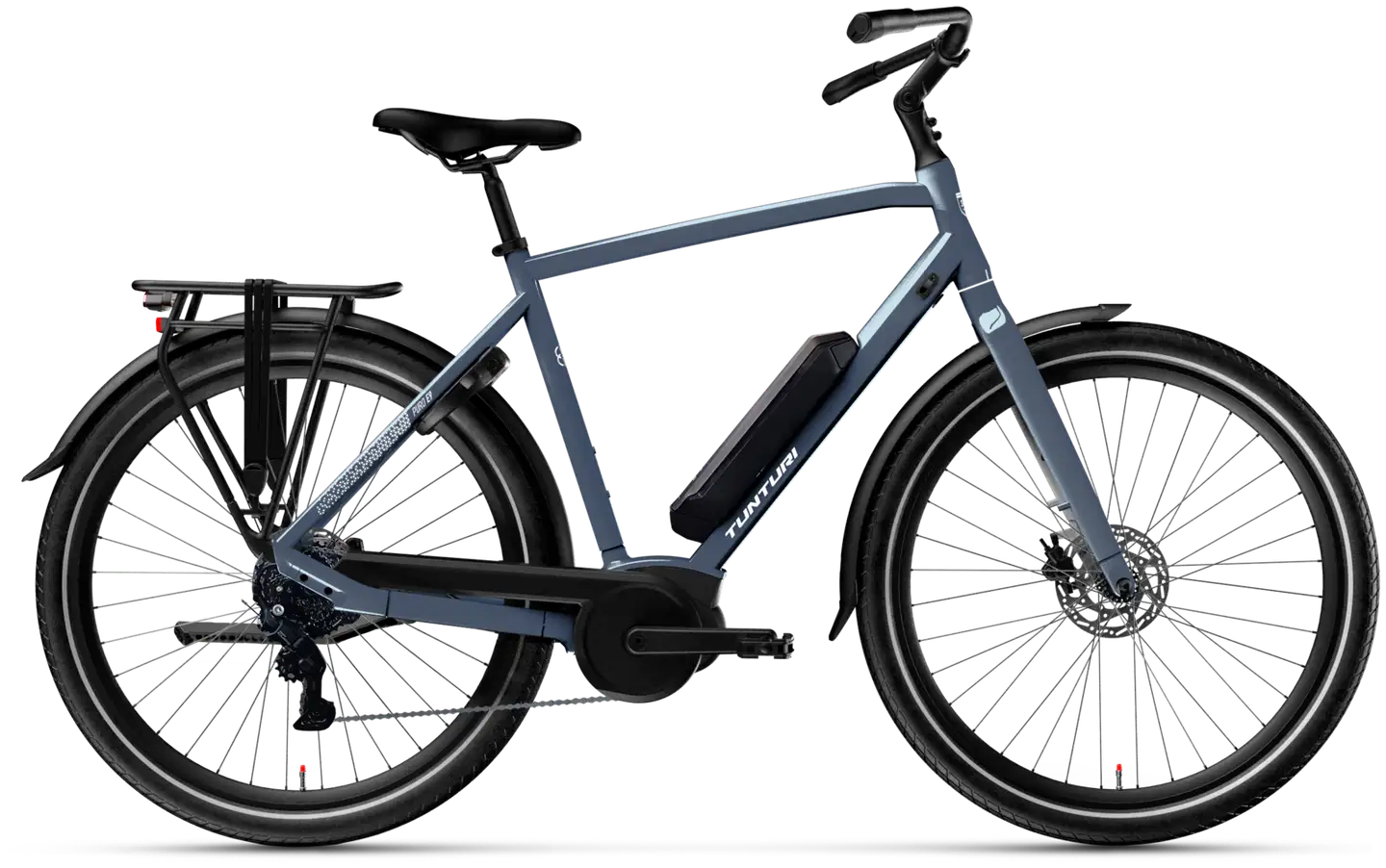 Tunturi Puro E9 G 28" sähköpyörä 9-vaihdetta runko 61 cm tummansininen-valkoinen