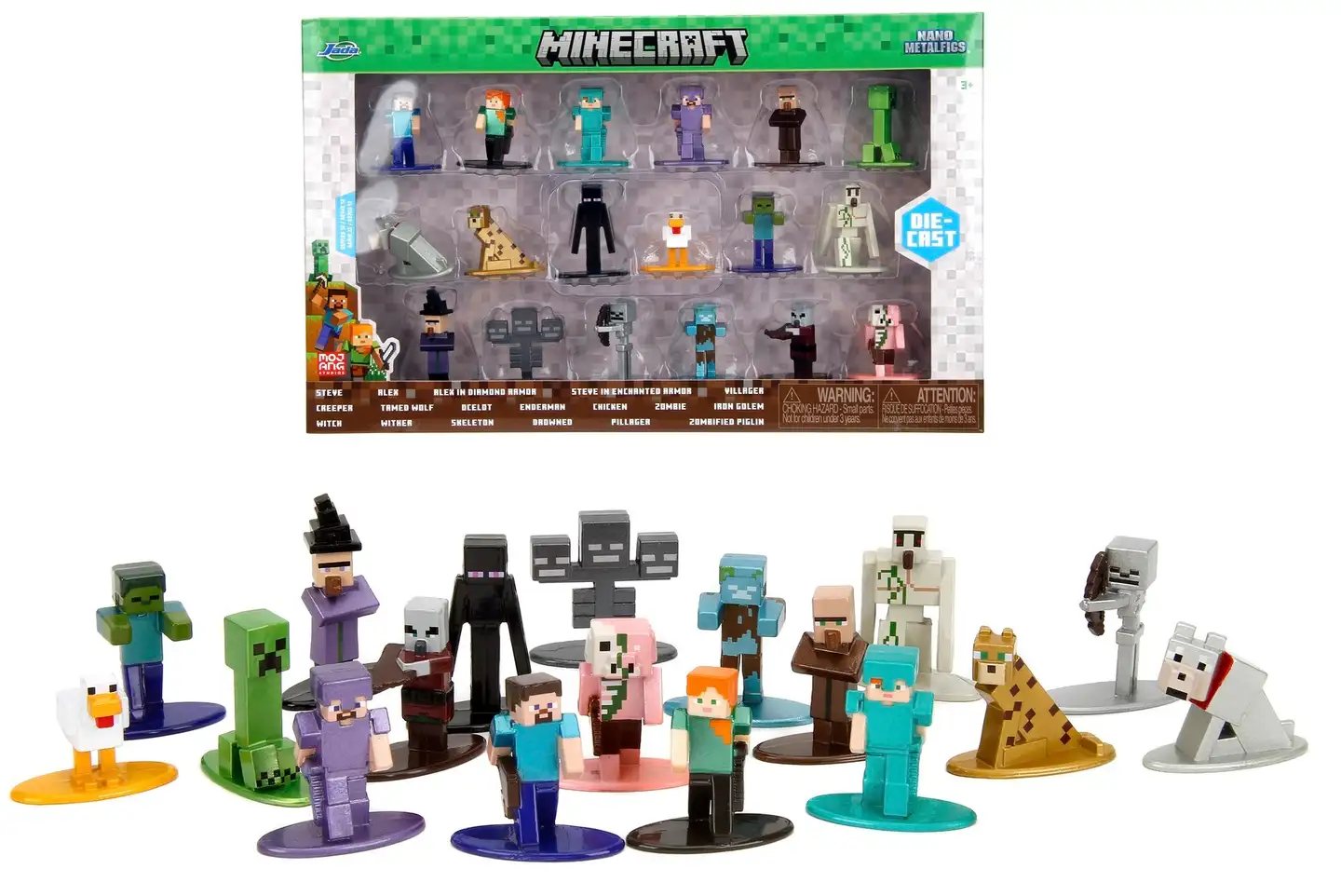 Jada Minecraft keräilyhahmot, 4 cm, metallia (die-cast), 18 kpl/pakkaus - 1