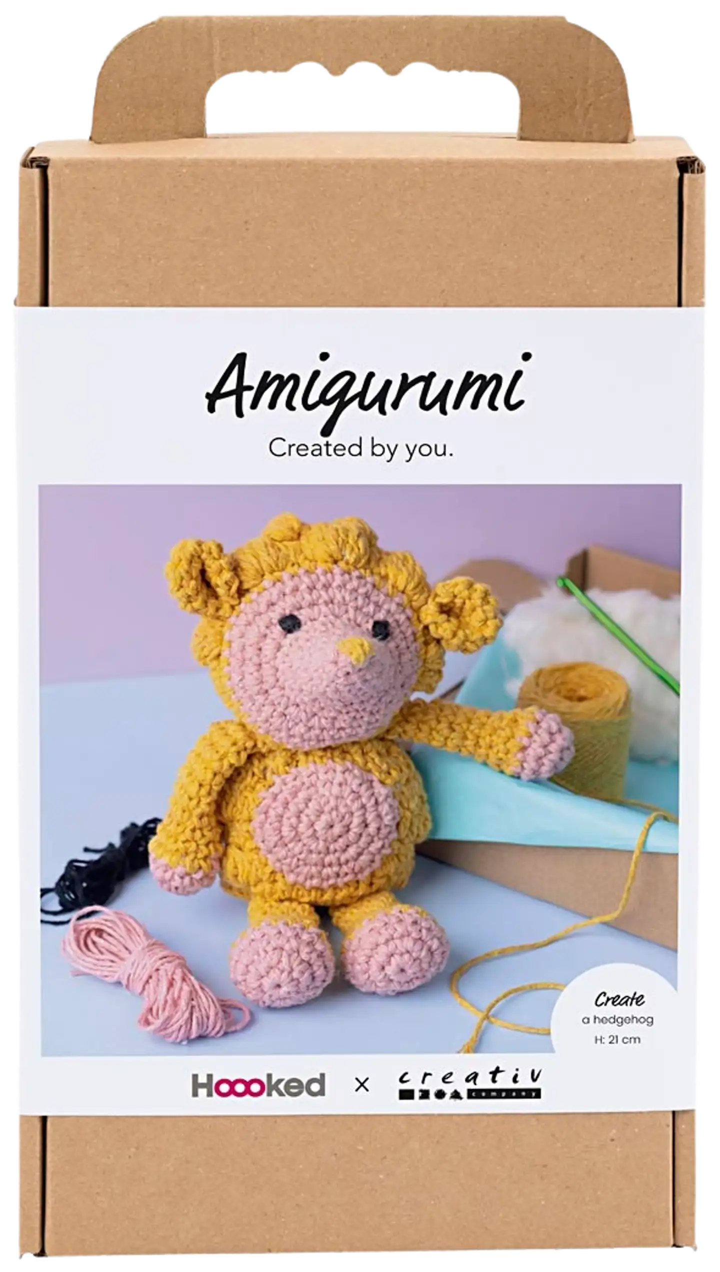 Amigurumi Askartelusetti, Siili, vaaleanrosa, lämmin keltainen, 1pkk/ 1 pkt - 1