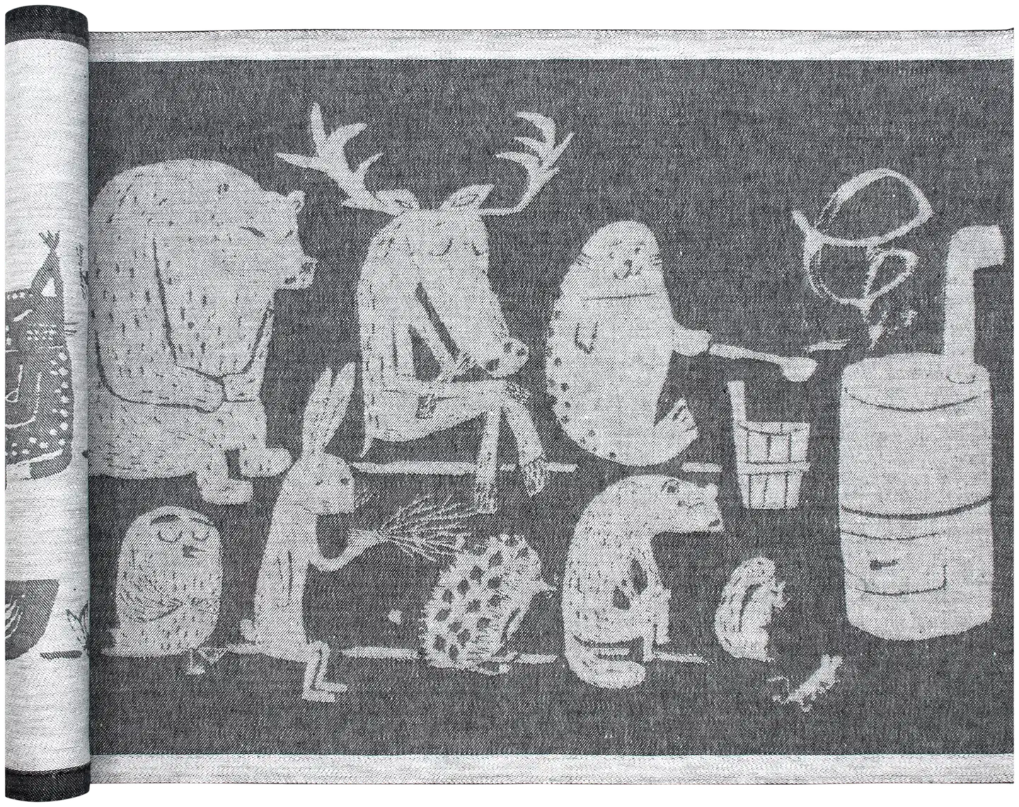 Lapuan Kankurit  Eläinten sauna laudeliina 46x150 cm valko-musta - 1