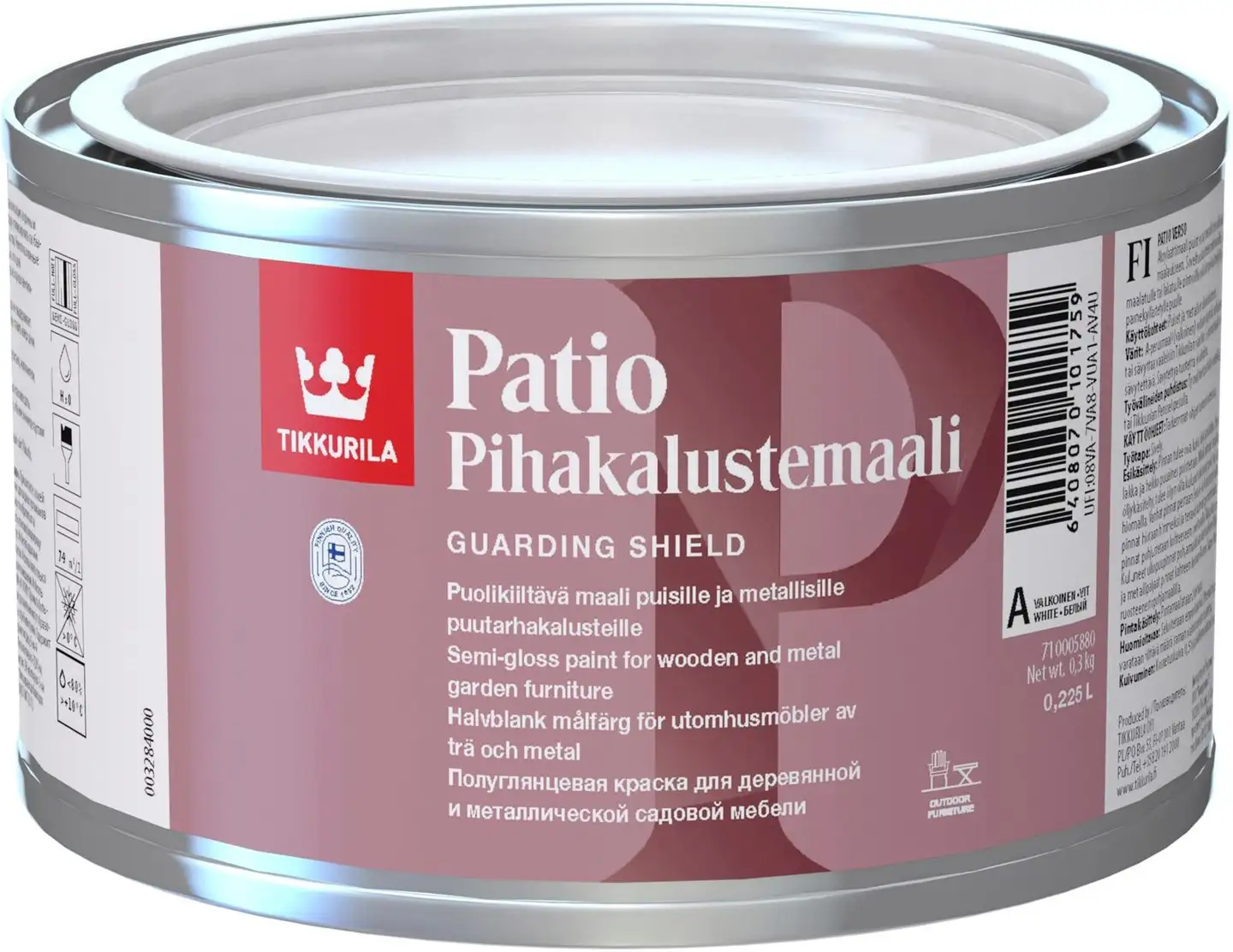 Tikkurila pihakalustemaali Patio 0,225 l A valkoinen sävytettävissä puolikiiltävä