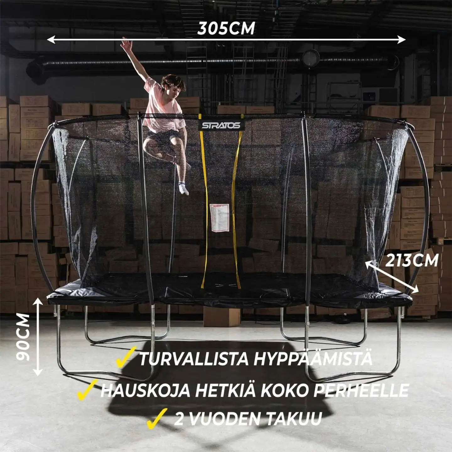 Stratos trampoliini turvaverkolla suorakaide 213 x 305 cm - 2