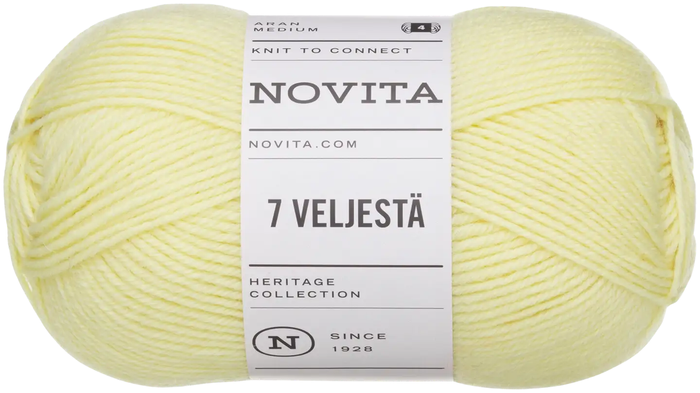 Novita lanka 7 Veljestä 100g keltaruusu 222 - 1