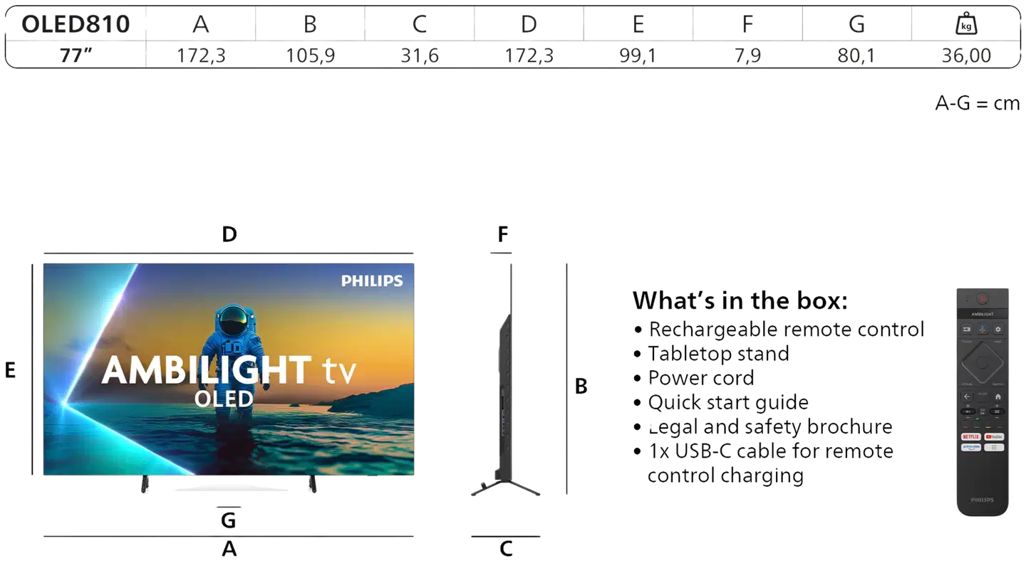 Philips 77" OLED810 4K Ambilight Google TV - 3
