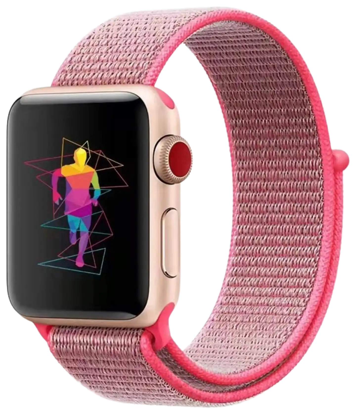 Wave Nailonranneke, Apple Watch 42mm (Series 1-9) / Apple Watch 44mm / Apple Watch 45mm / Apple Watch 46mm / Apple Watch 49mm, Pinkki - 3