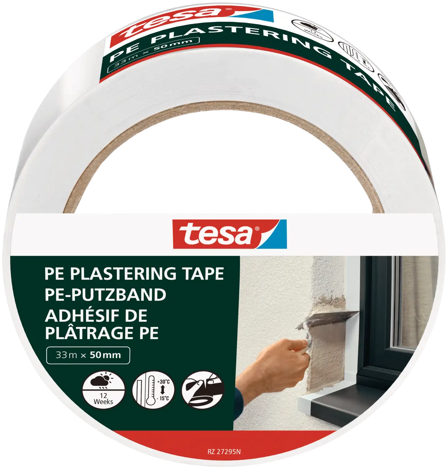 Tesa rappausteippi PE 33 m x 50 mm valkoinen