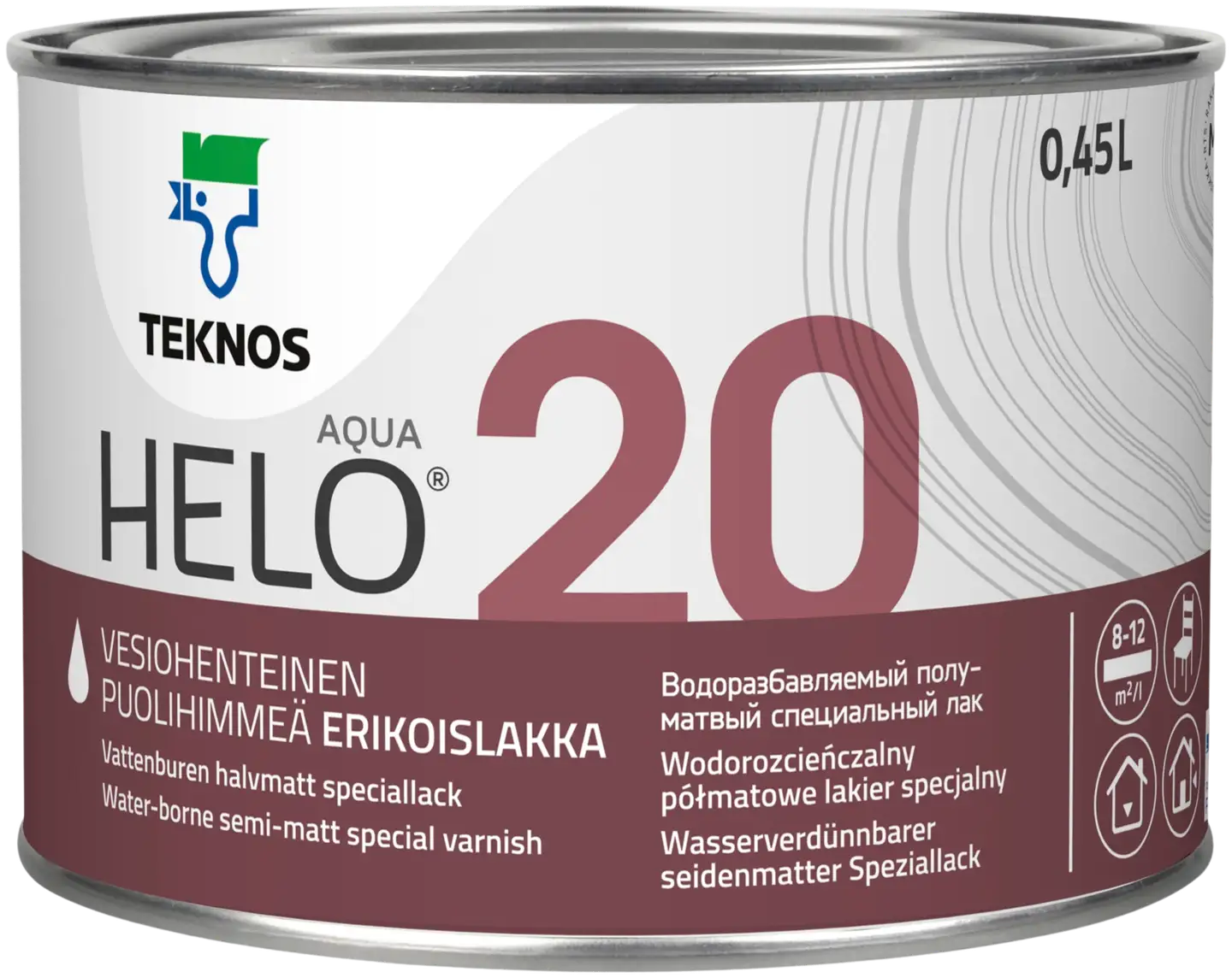 Teknos erikoislakka Helo Aqua 20 0,45 l väritön sävytettävissä puolihimmeä