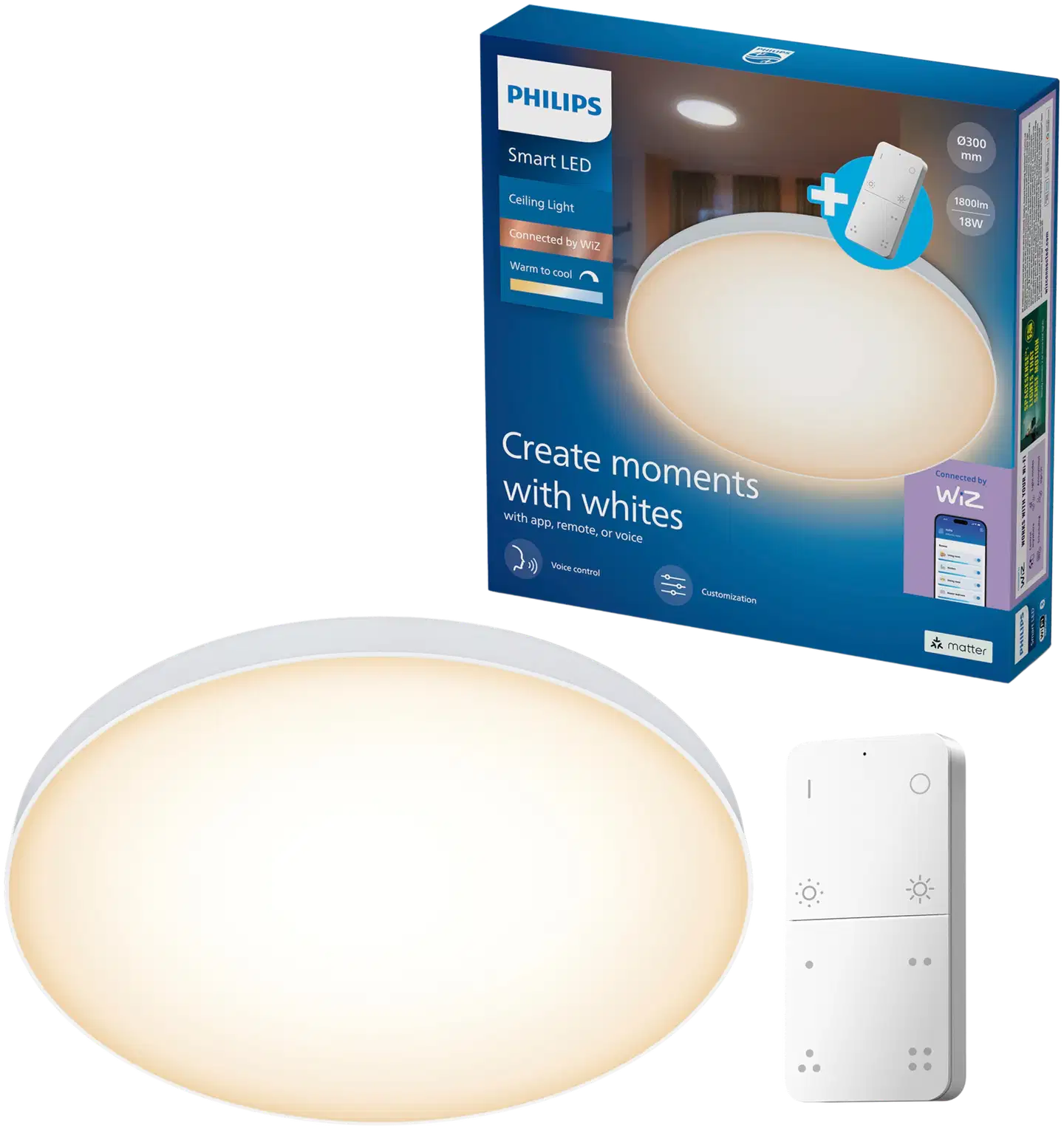 Philips Smart Lighting kattovalaisin pyöreä 18W valkoinen säädettävä kaukosäätimellä - 1