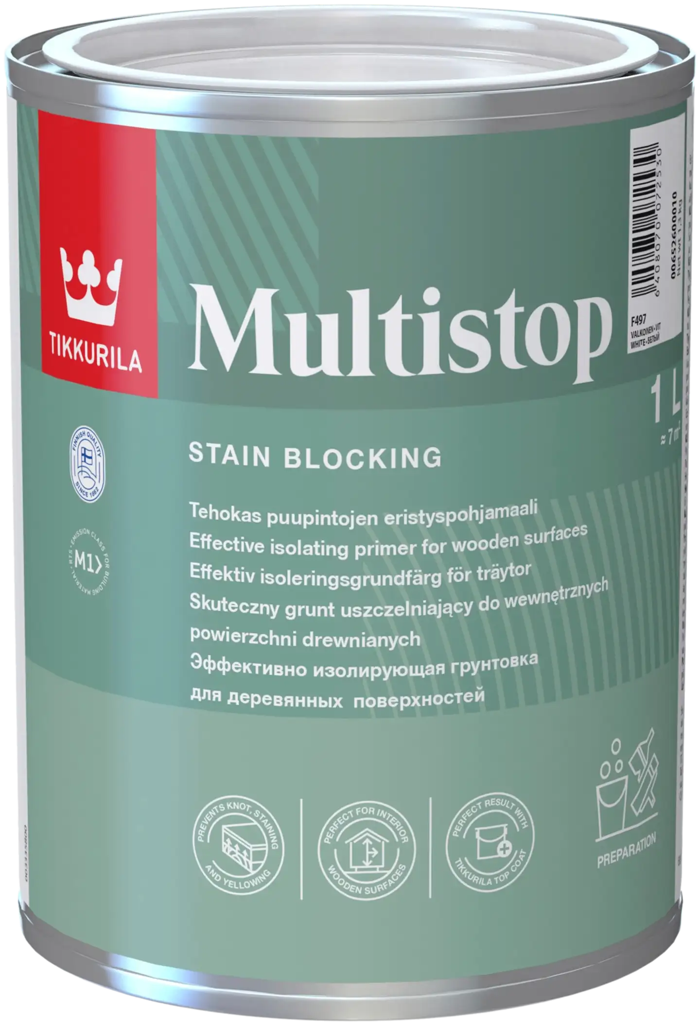 Tikkurila eristyspohjamaali Multistop 1 l valkoinen F497 himmeä