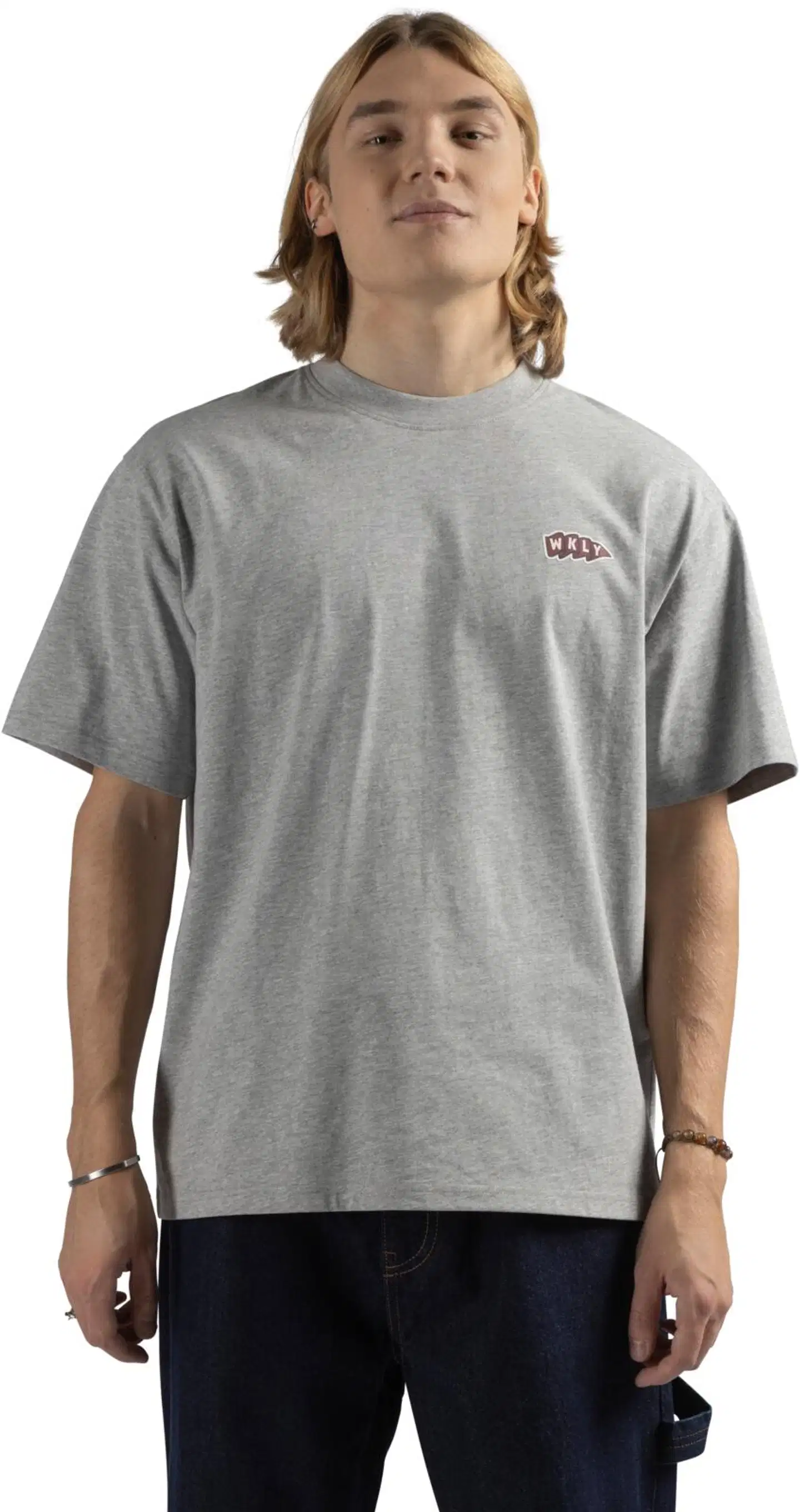 WKLY. miesten t-paita selkäprintillä, väljä istuvuus, oversize 195W252601 - Grey mel. - 3