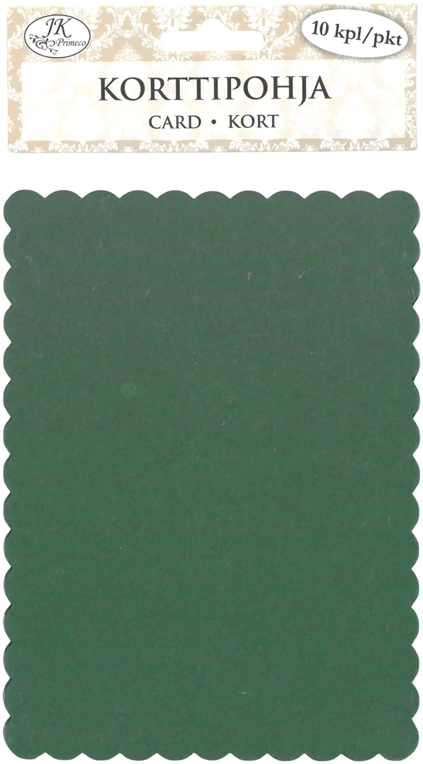 J.K. Primeco korttipohja Aaltoreuna tummanvihreä 10kpl