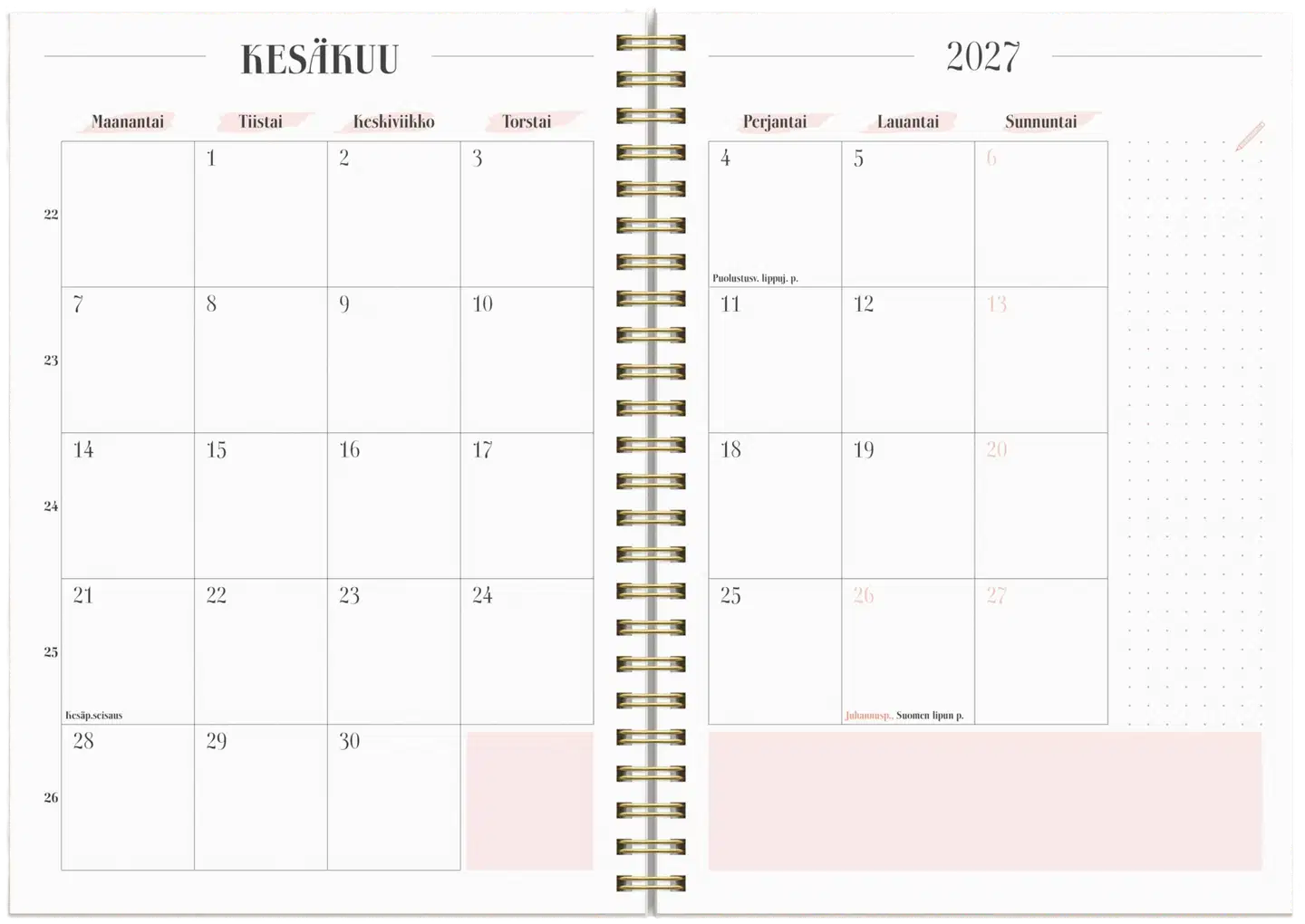 Burde Life Planner Pink A5 26/27 - 3