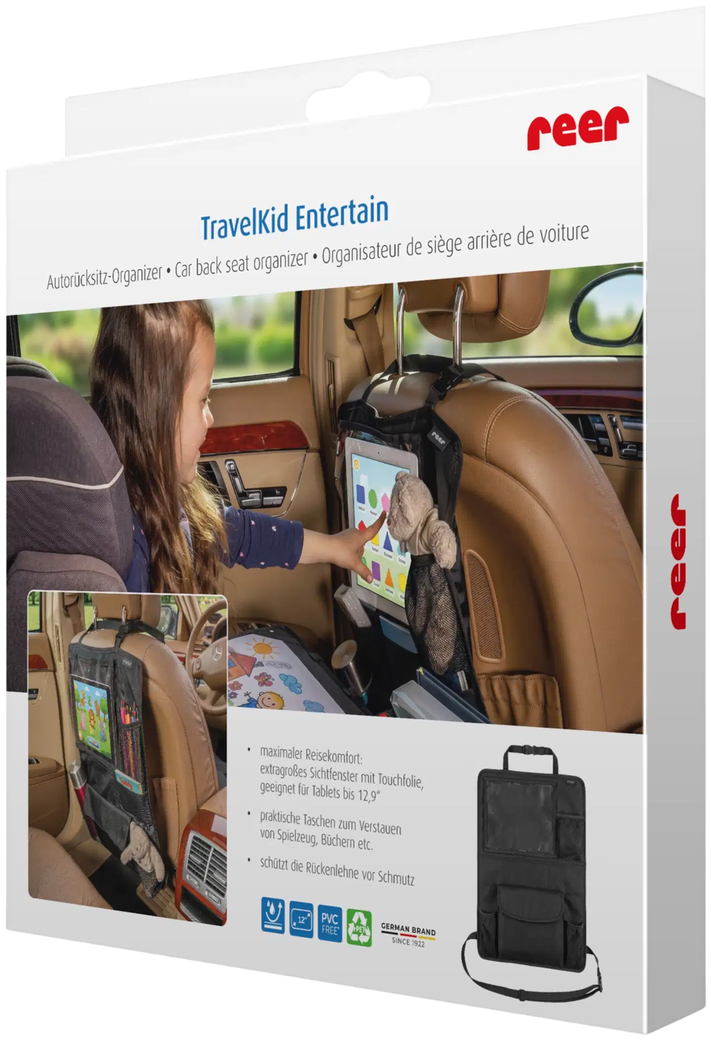 Reer potkusuoja autoon tablet-taskulla ja lokeroilla - 2