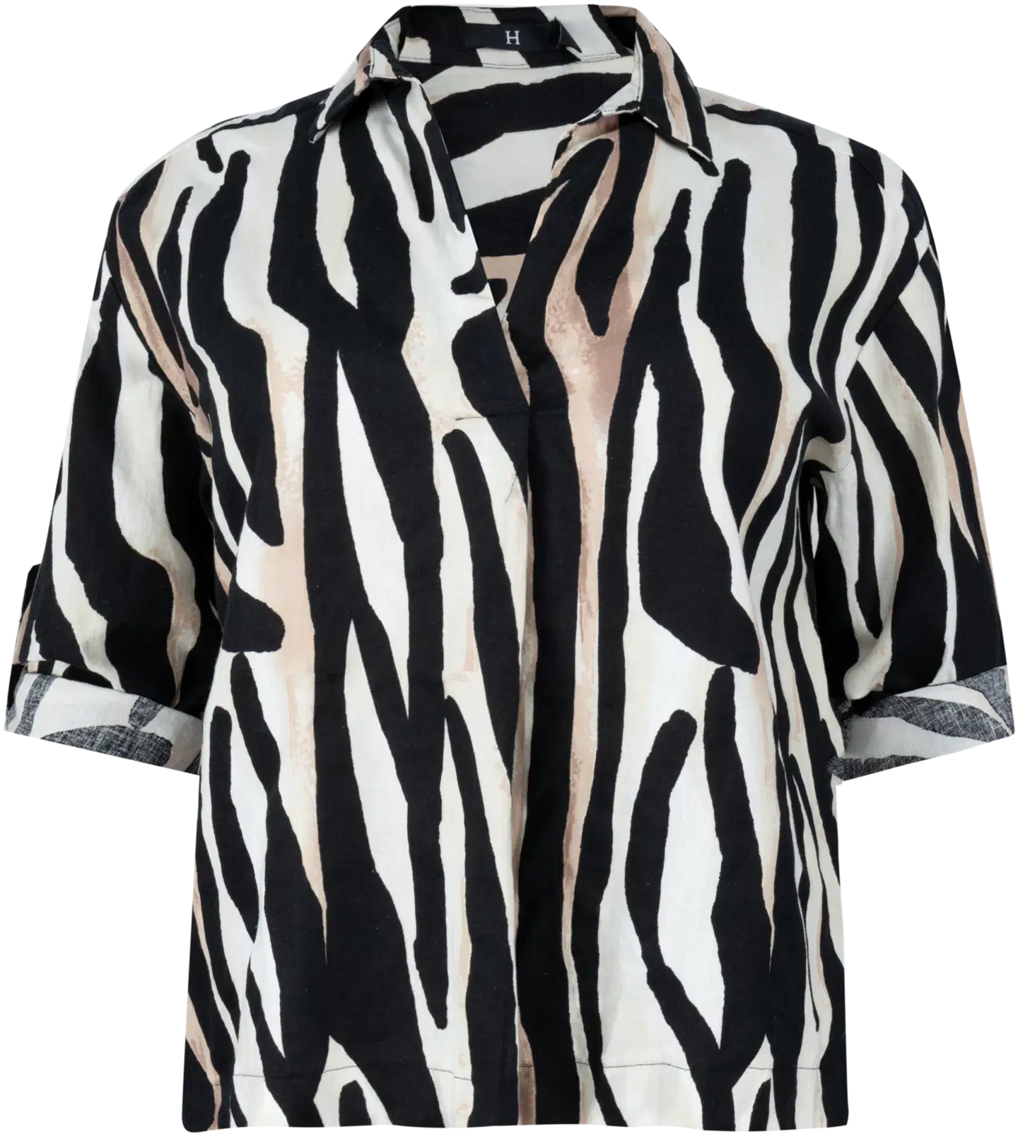 House naisten pellavasekoitetunika 228HP03702, D-mitoitus - Linen aop - 1