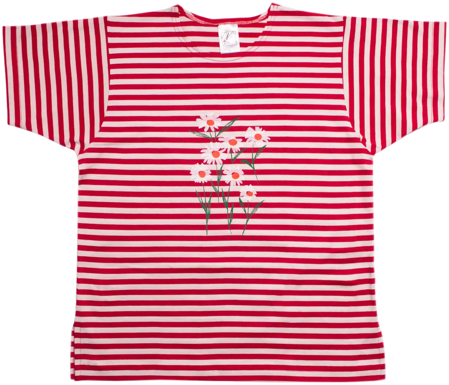 Pikkupuoti naisten t-paita Päivänkakkara - puna/valko - 1